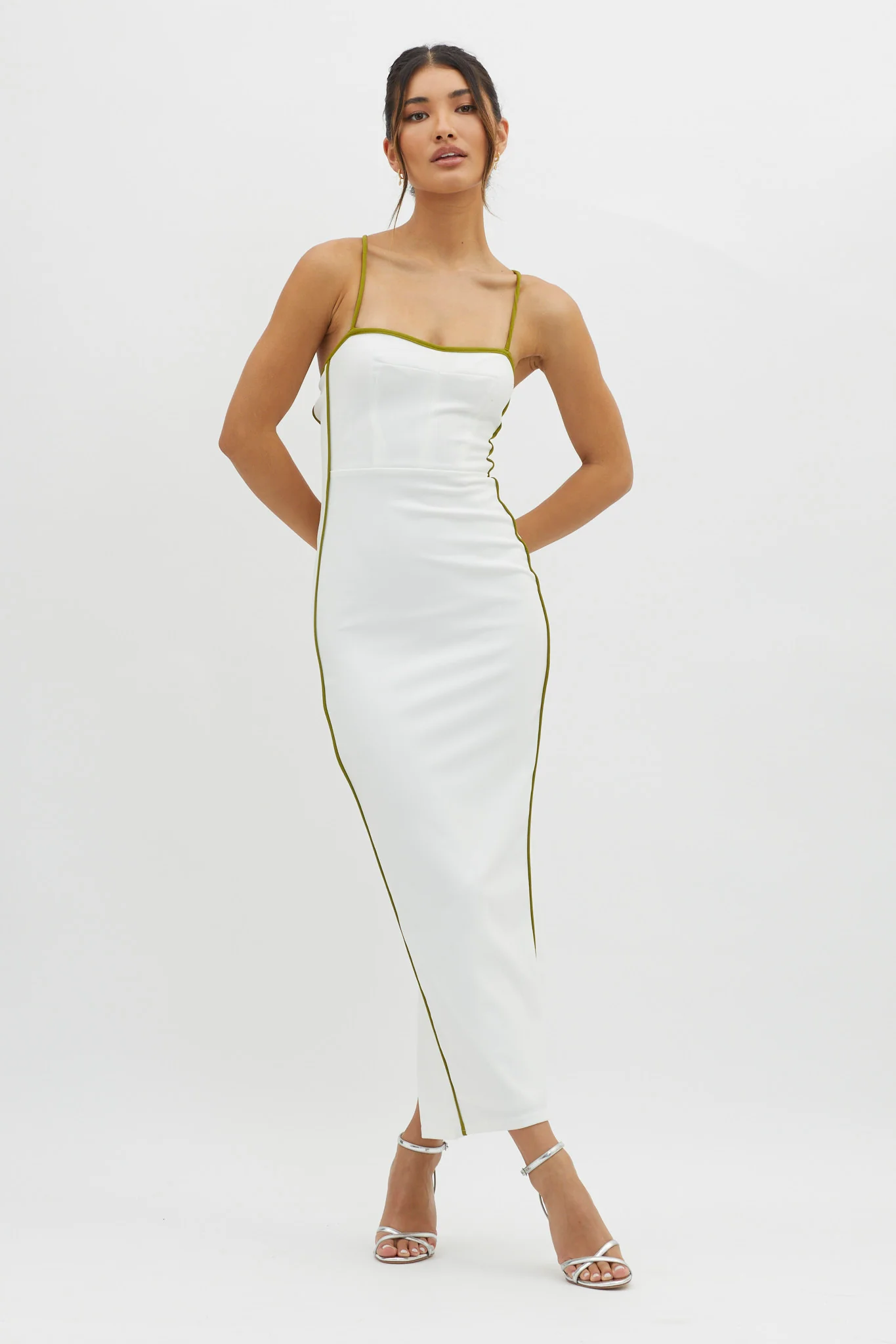 Future Awaits Lace-Up Back Midi Dress White - Image 5