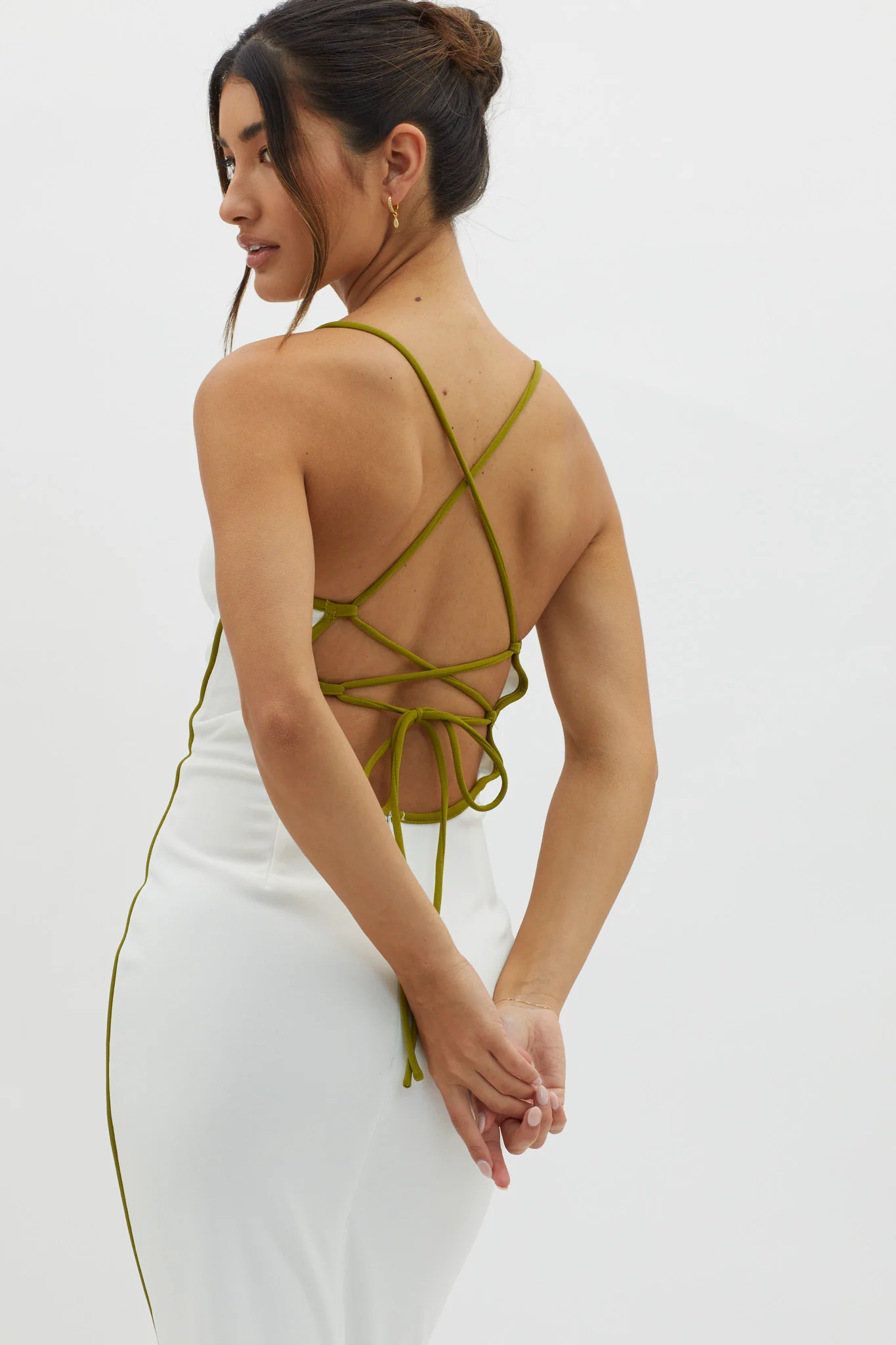 Future Awaits Lace-Up Back Midi Dress White - Image 6