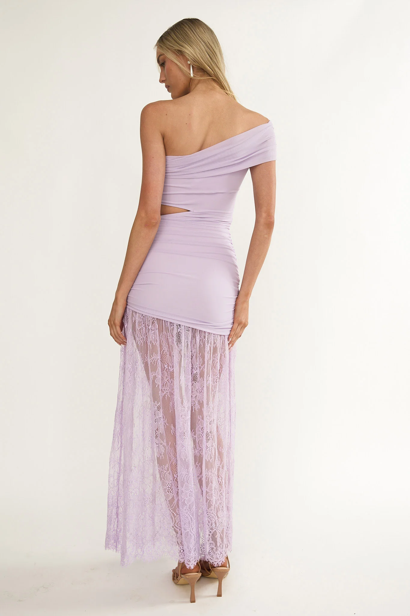 Gala Cut-Out Waist Lace Maxi Dress Lilac - Image 2