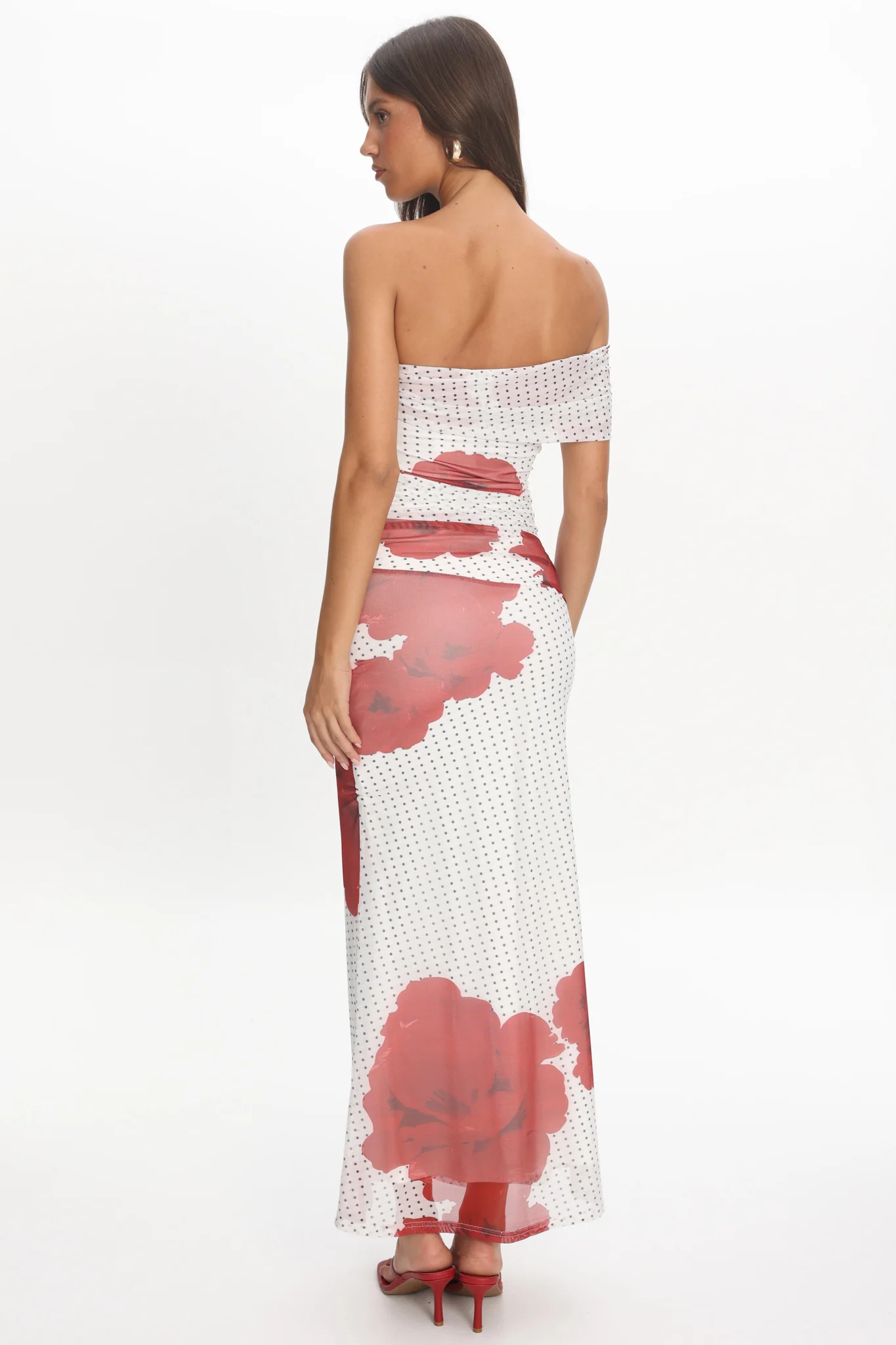 Gala One-Shoulder Maxi Dress Rose White - Image 2