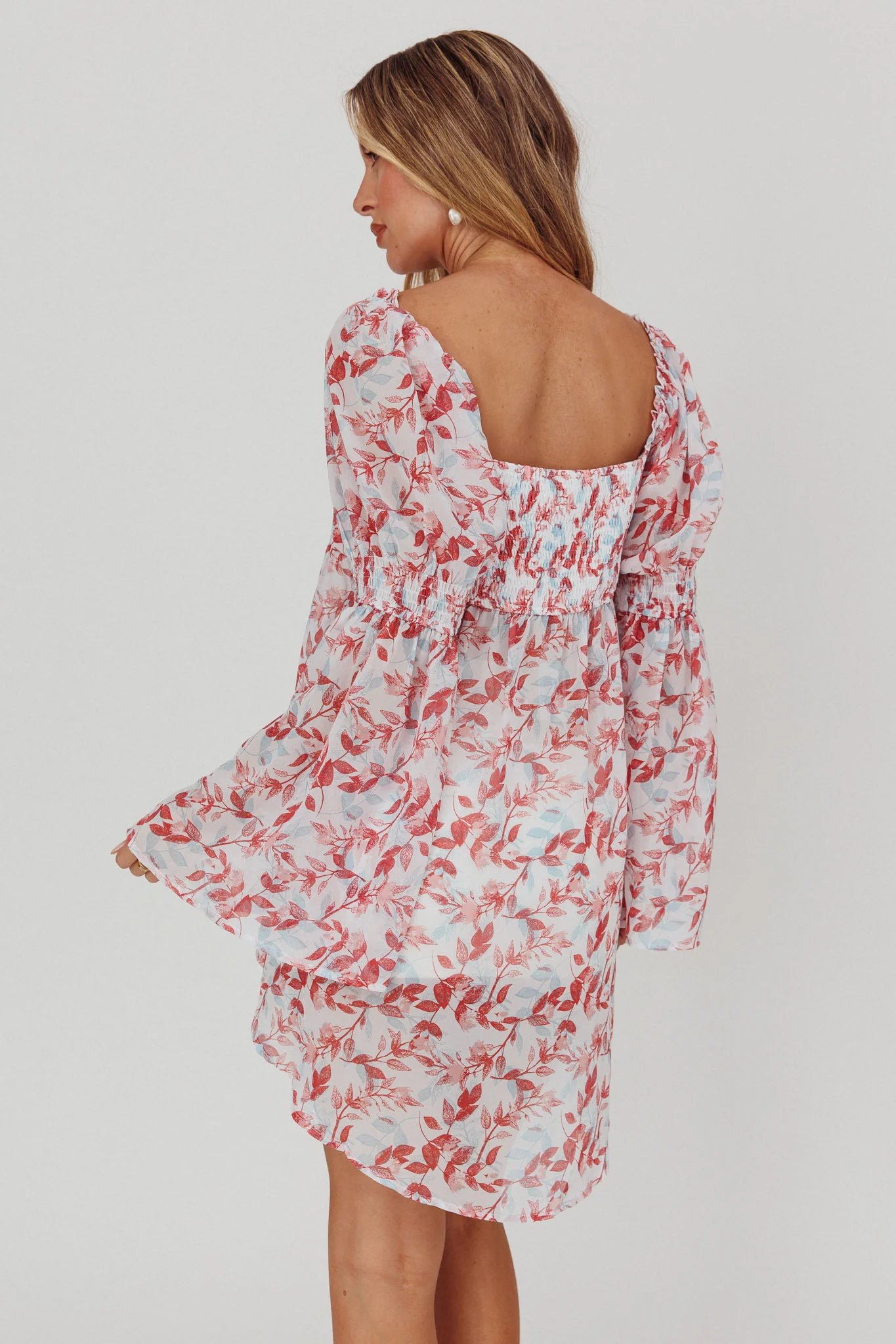 Ganyah Tie Front Blouse Print Brick - Image 2