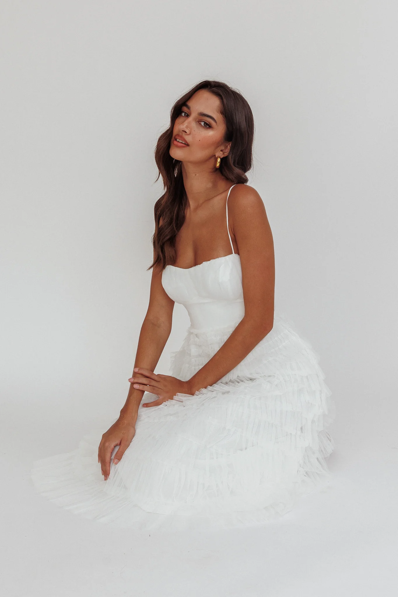 Garden Party Tiered Frill Midi Dress White - Image 2
