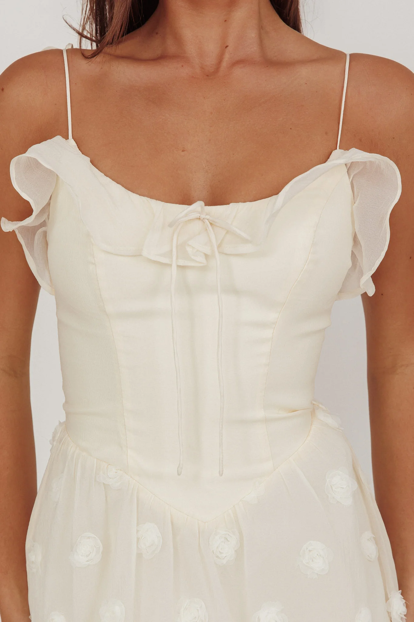 Gelati Embellished Tie Strap Midi Dress Cream - Image 3