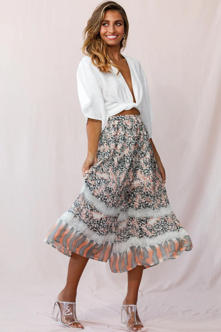 Gemini Accordion Pleat Wide Leg Pants Pink Leopard - Image 3