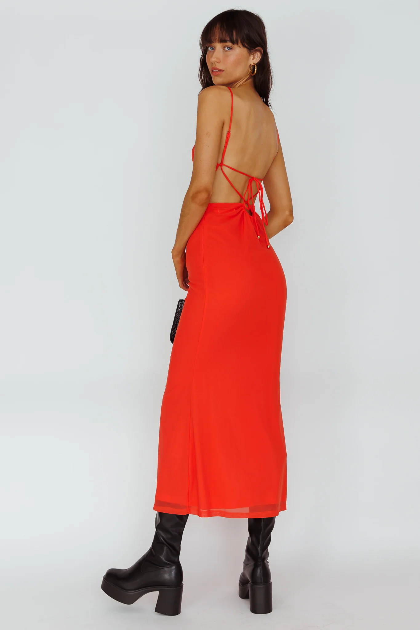 Genova Strappy Back Maxi Dress Coral - Image 2