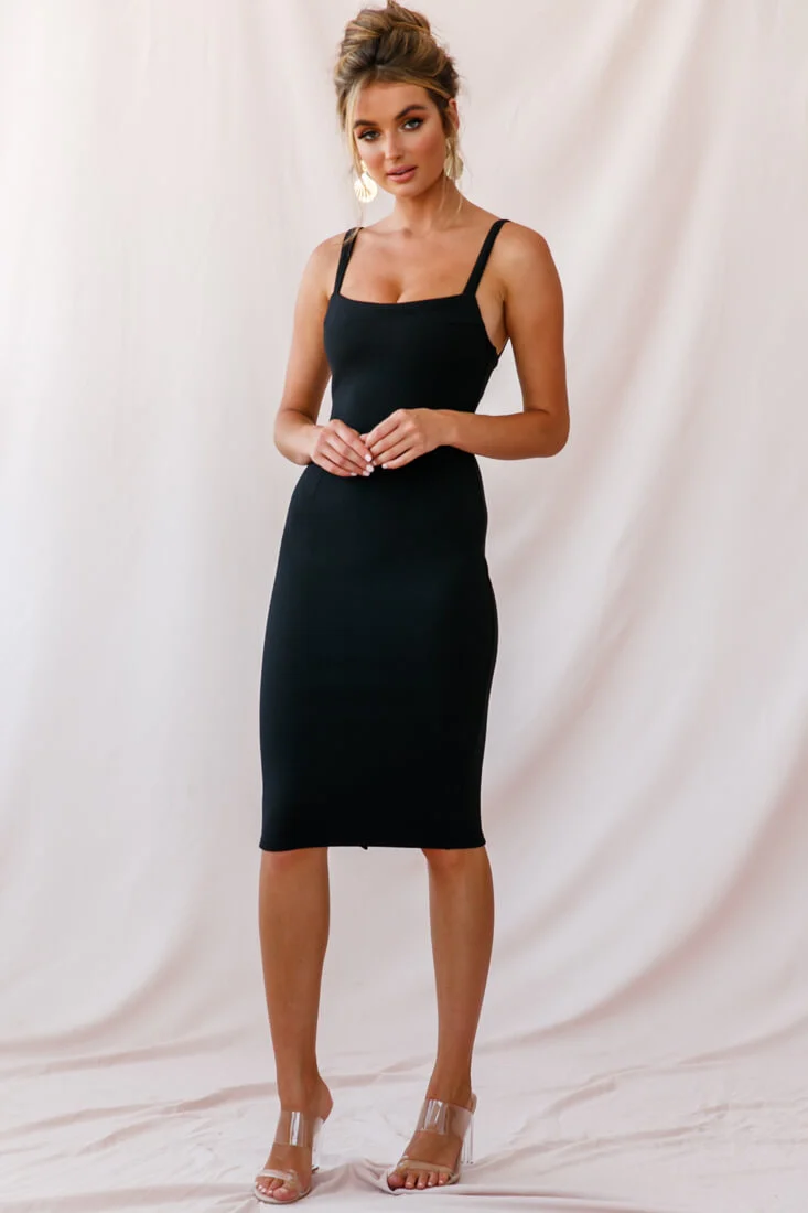 Georgia Square Neckline Midi Dress Black - Image 14