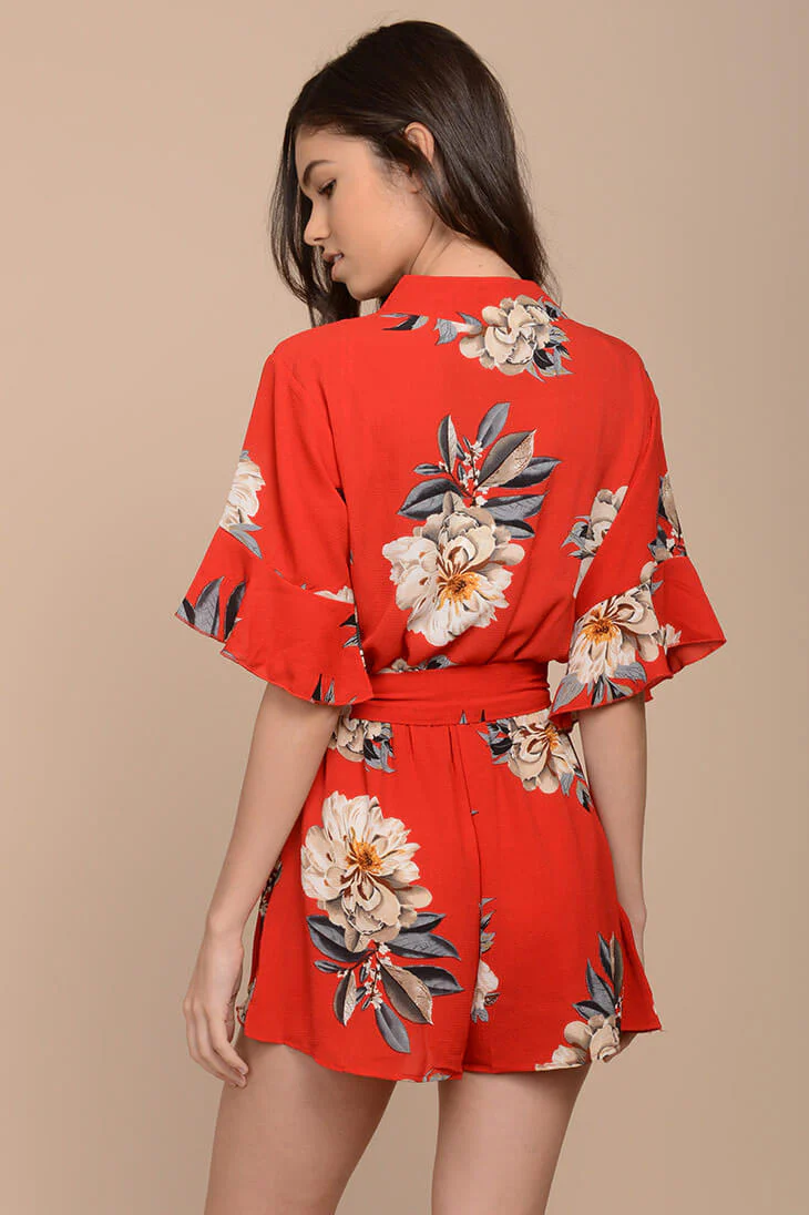 Giavanna Floral Romper Red - Image 6