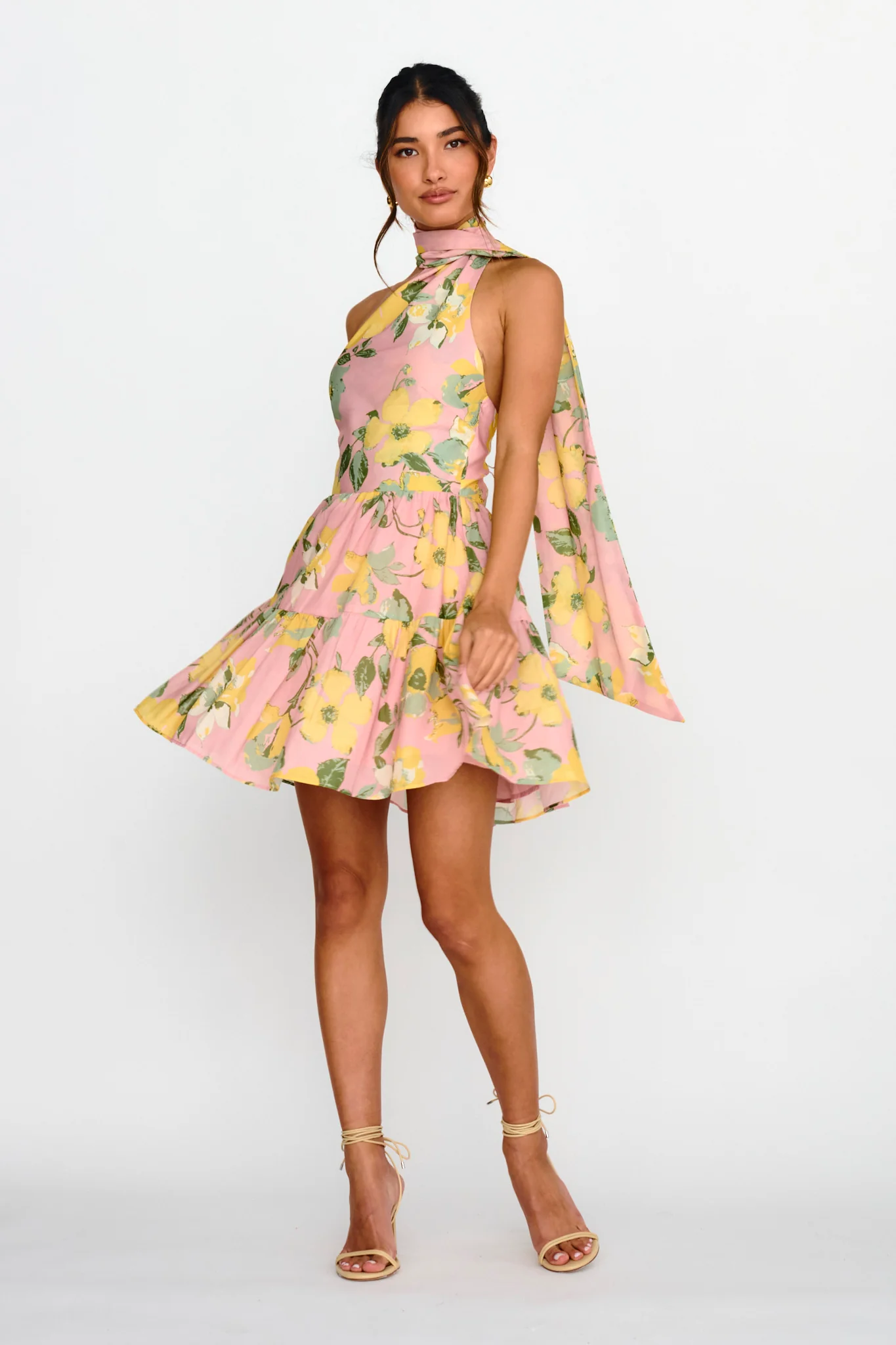 Gimme Love Open Back Flounce Mini Dress Pink - Image 3