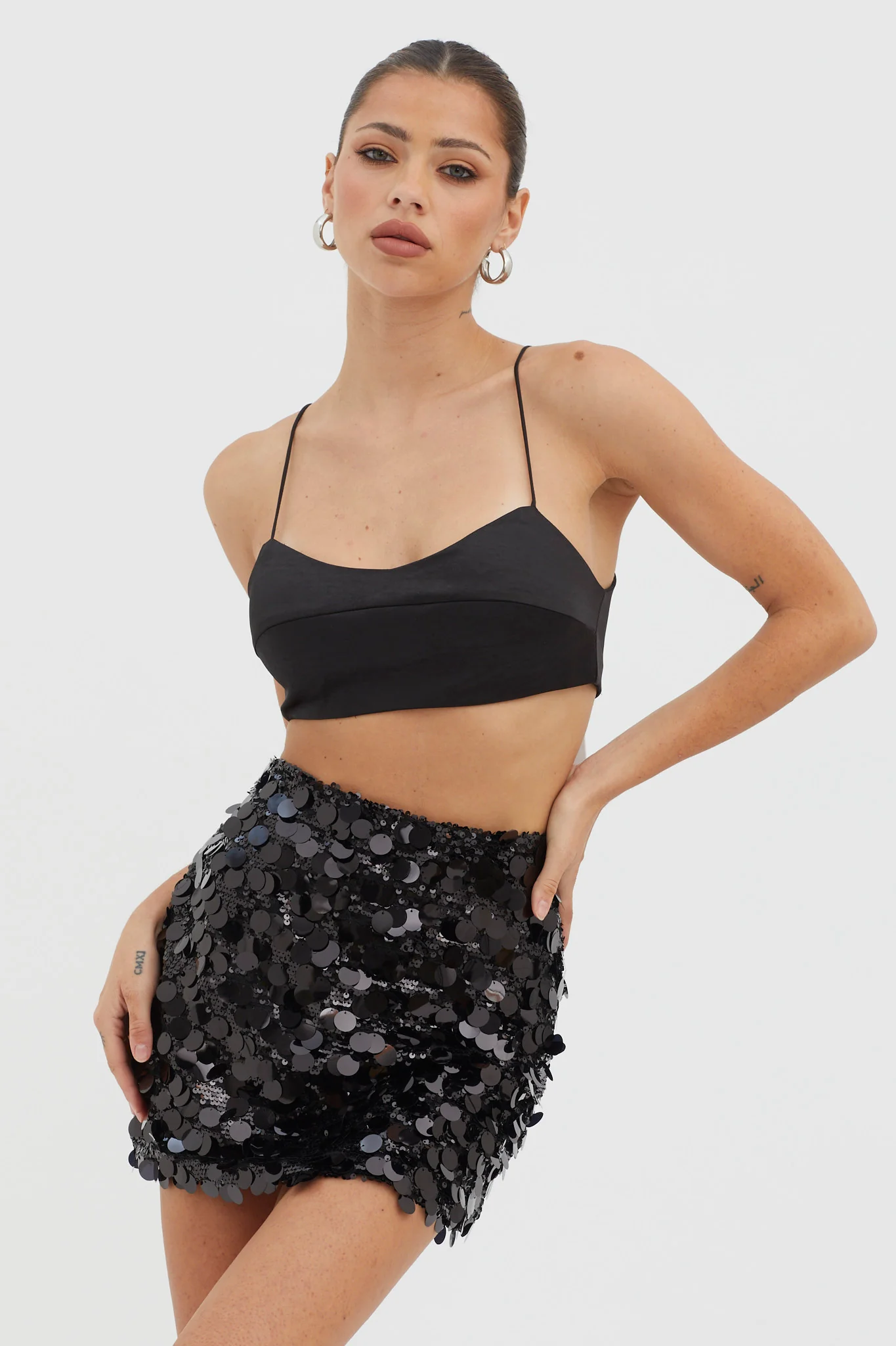 Gin Fizz Sequin Mini Skirt Black - Image 3