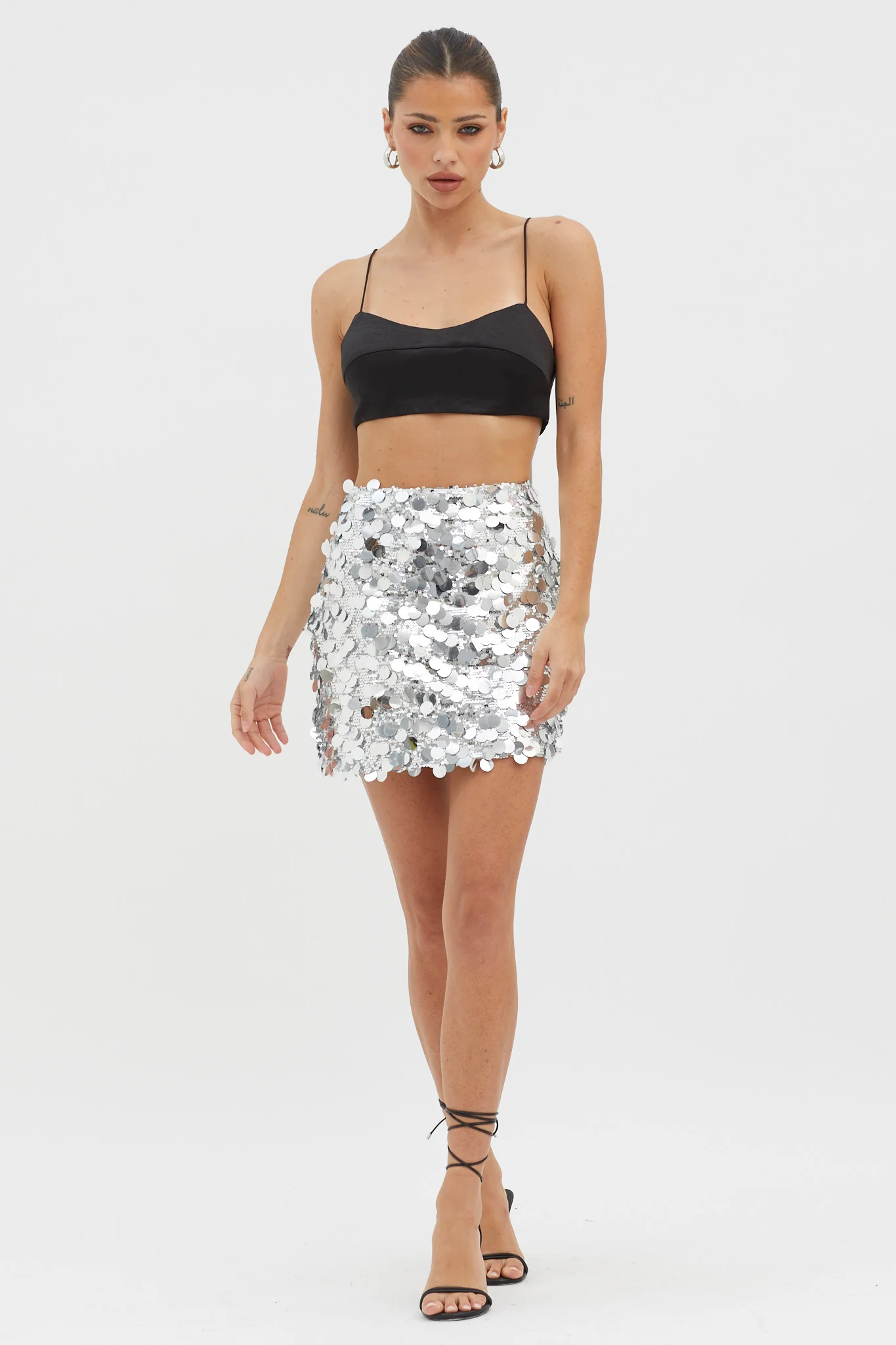 Gin Fizz Sequin Mini Skirt Silver - Image 5