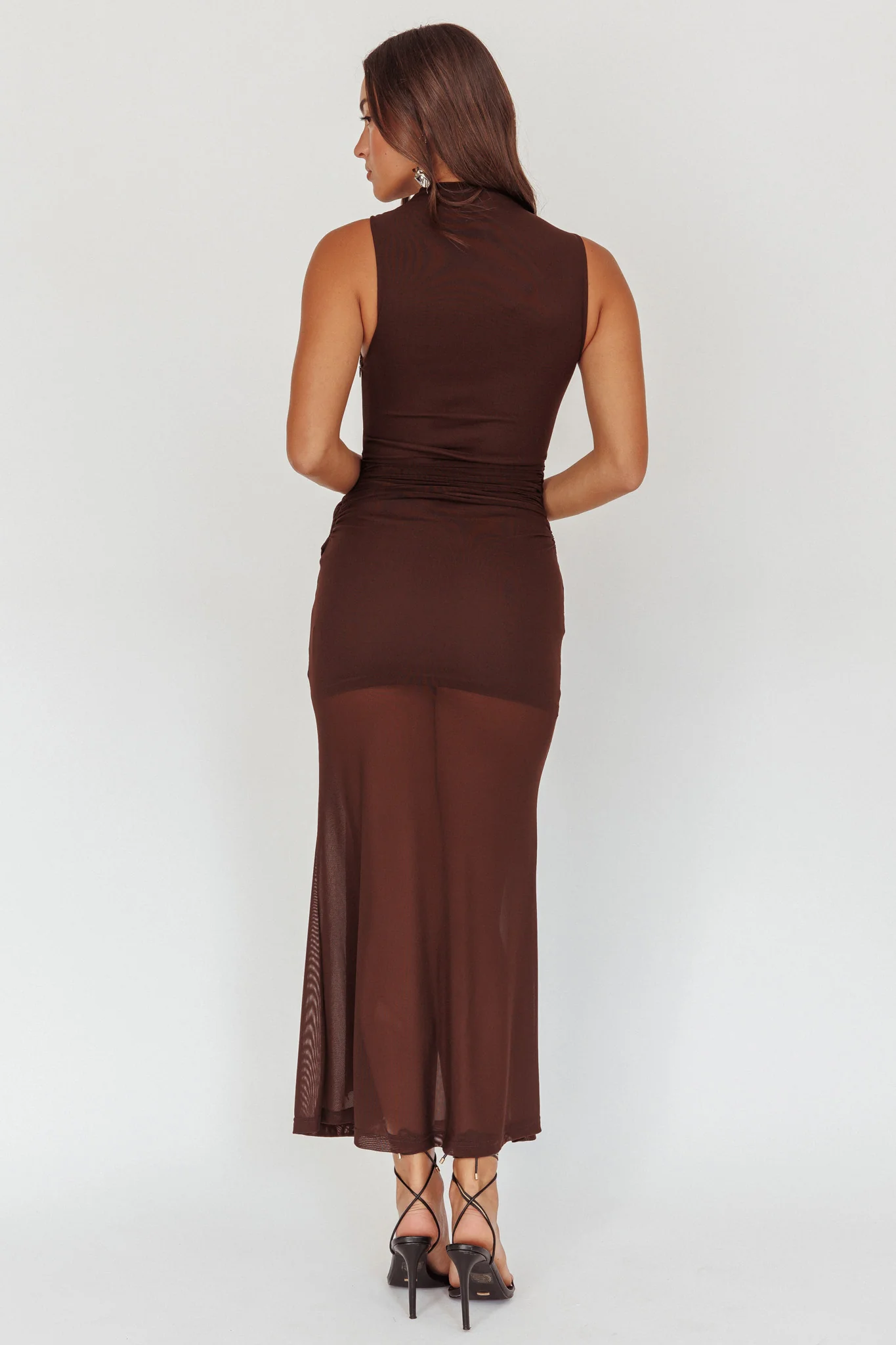 Girl's Night Waist Sash Maxi Dress Chocolate - Image 3
