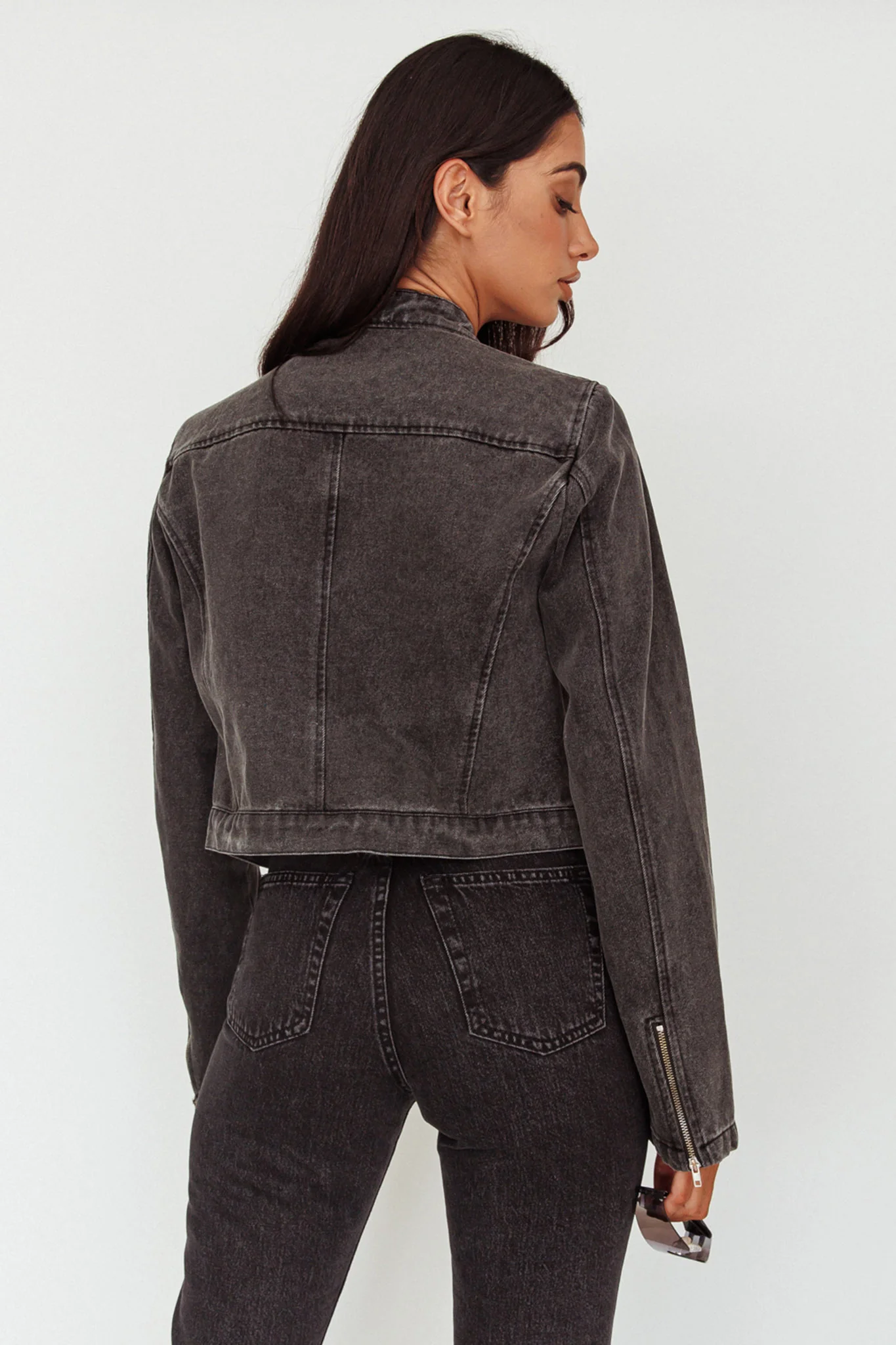 Girona Zipper Jacket Black Denim - Image 2