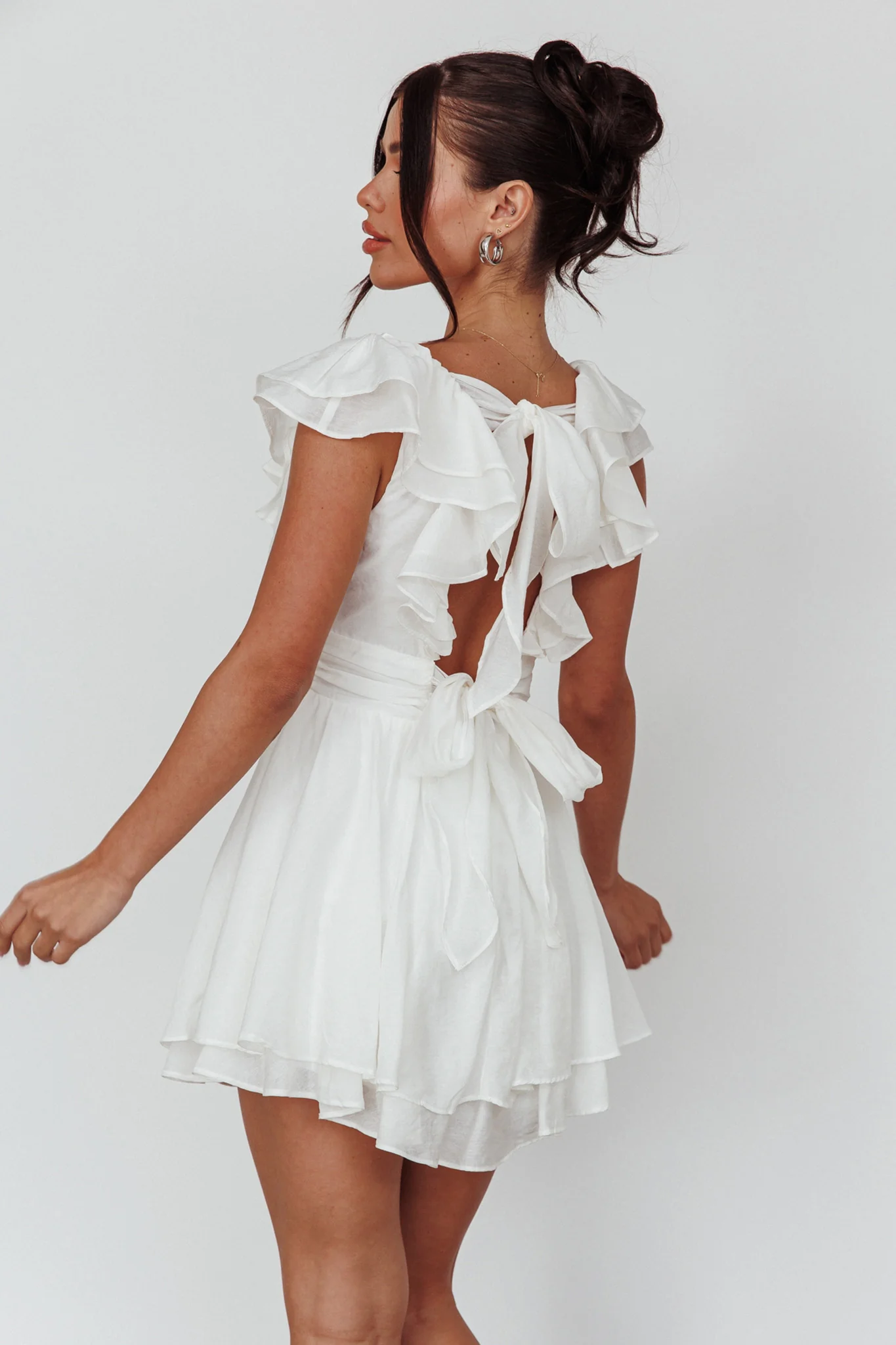 Glory Days Ruffle Shoulder Romper Off White - Image 3