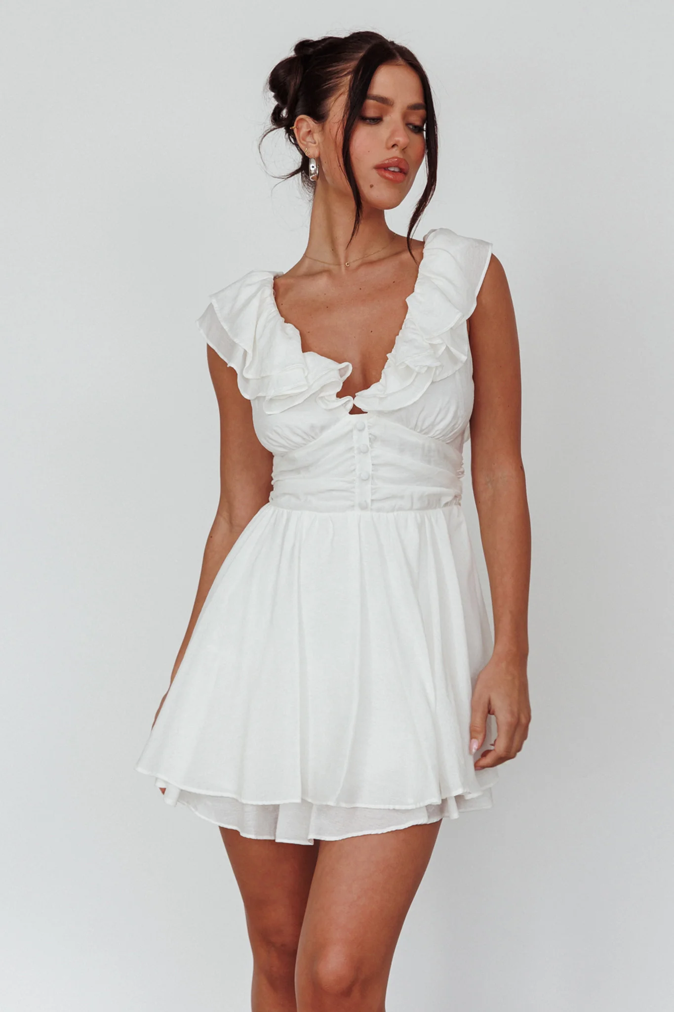 Glory Days Ruffle Shoulder Romper Off White - Image 7