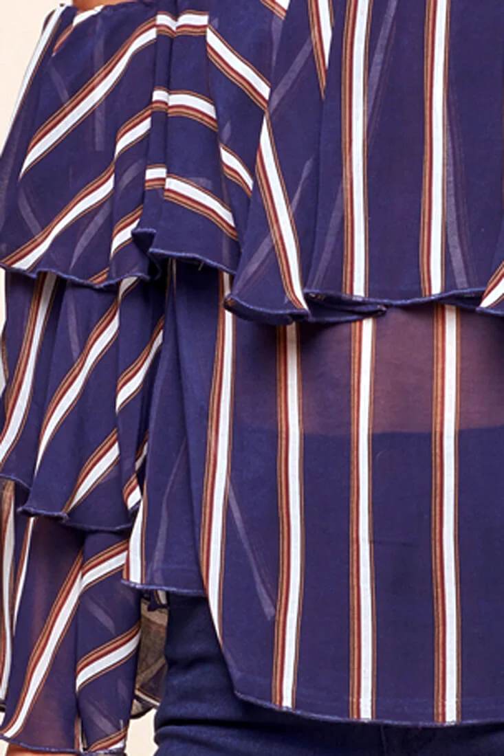 Goldwyn Tiered Striped Tube Top Navy - Image 6