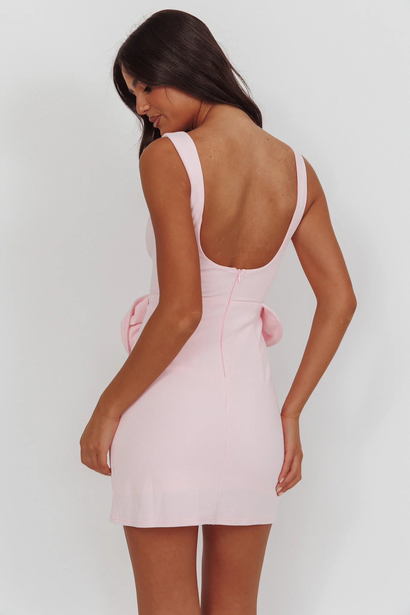 Goldy Rose Waist Decoration Mini Dress Pink - Image 2