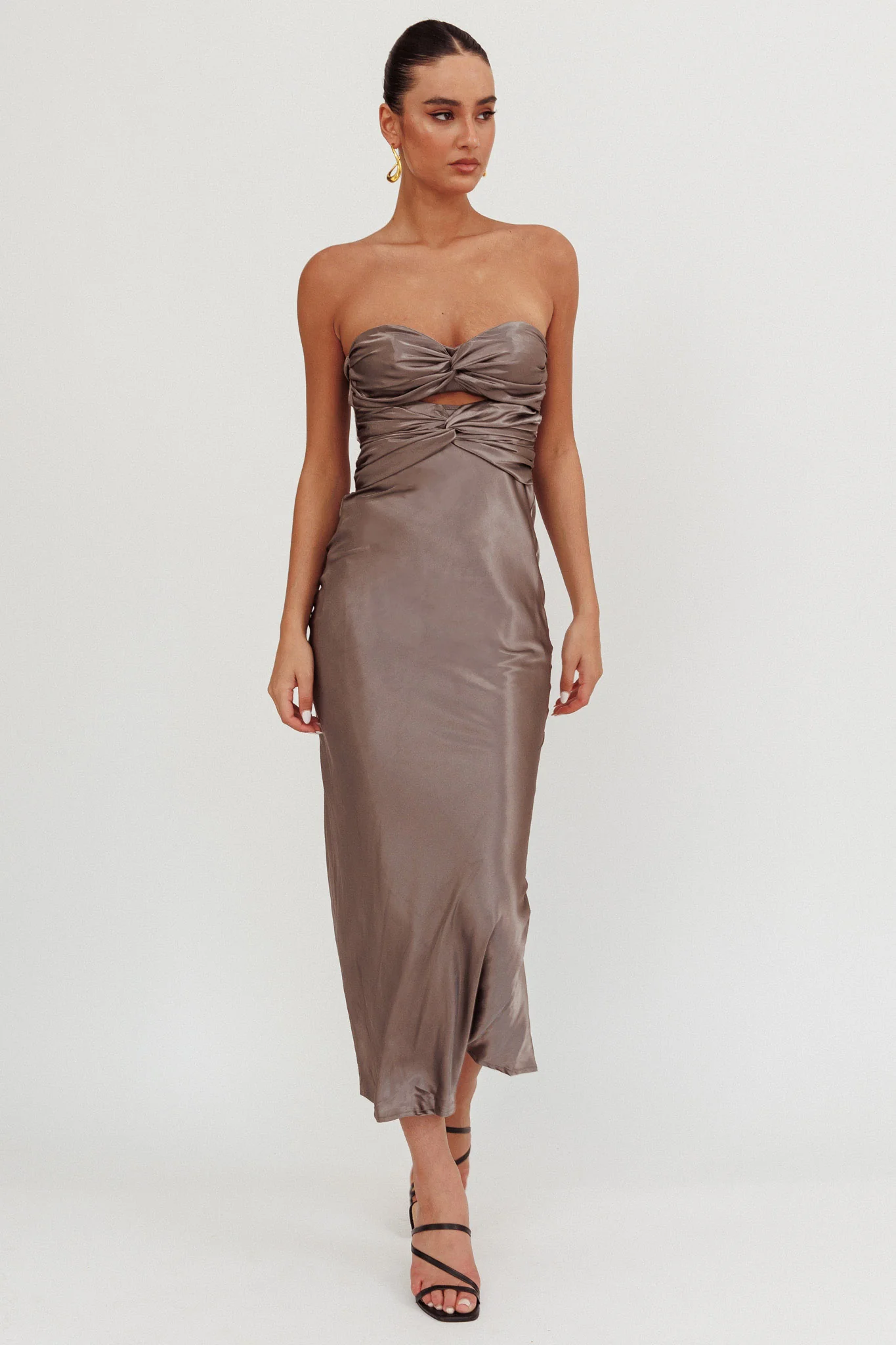 Good Impression Double Twist Midi Dress Charcoal - Image 3