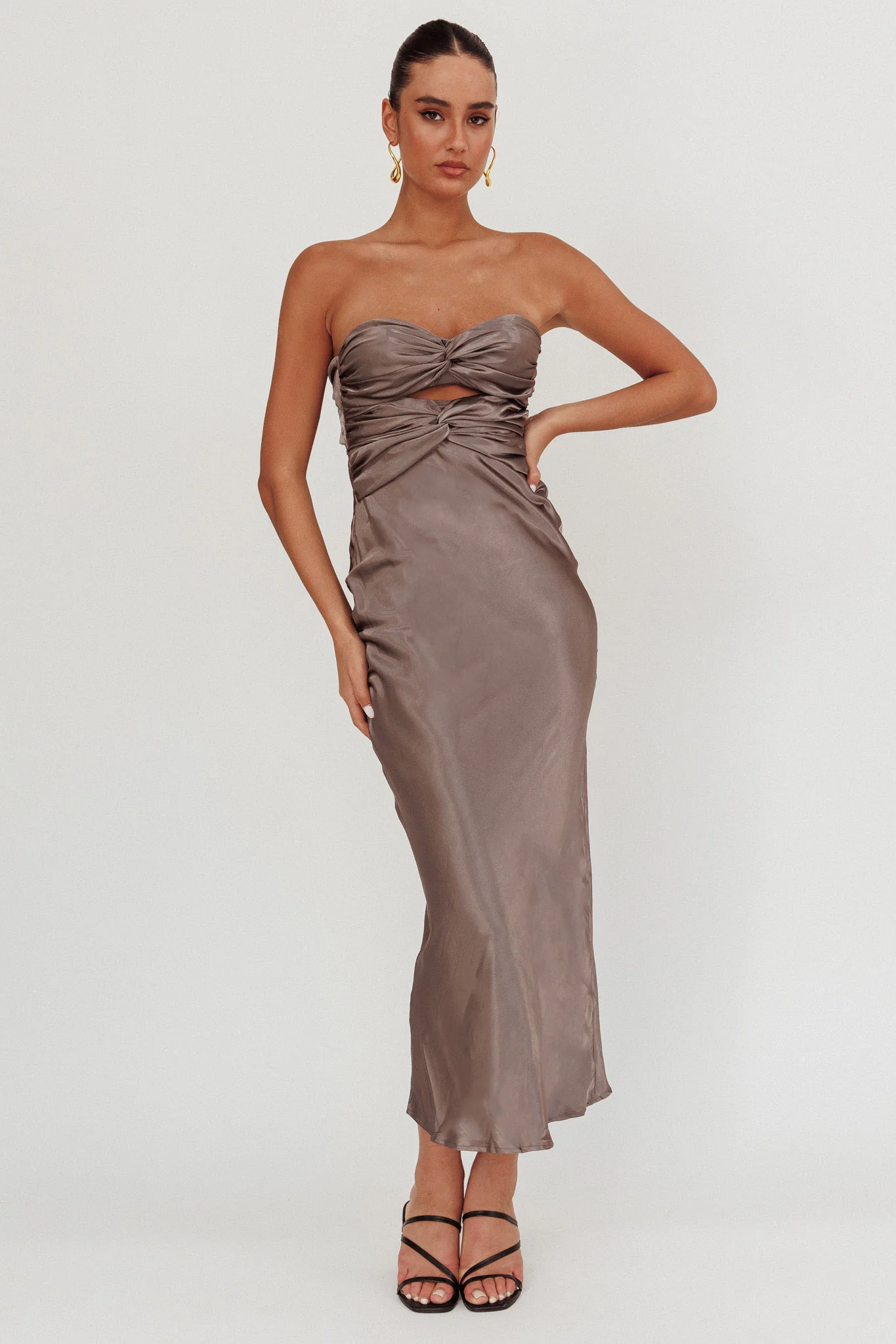 Good Impression Double Twist Midi Dress Charcoal - Image 5