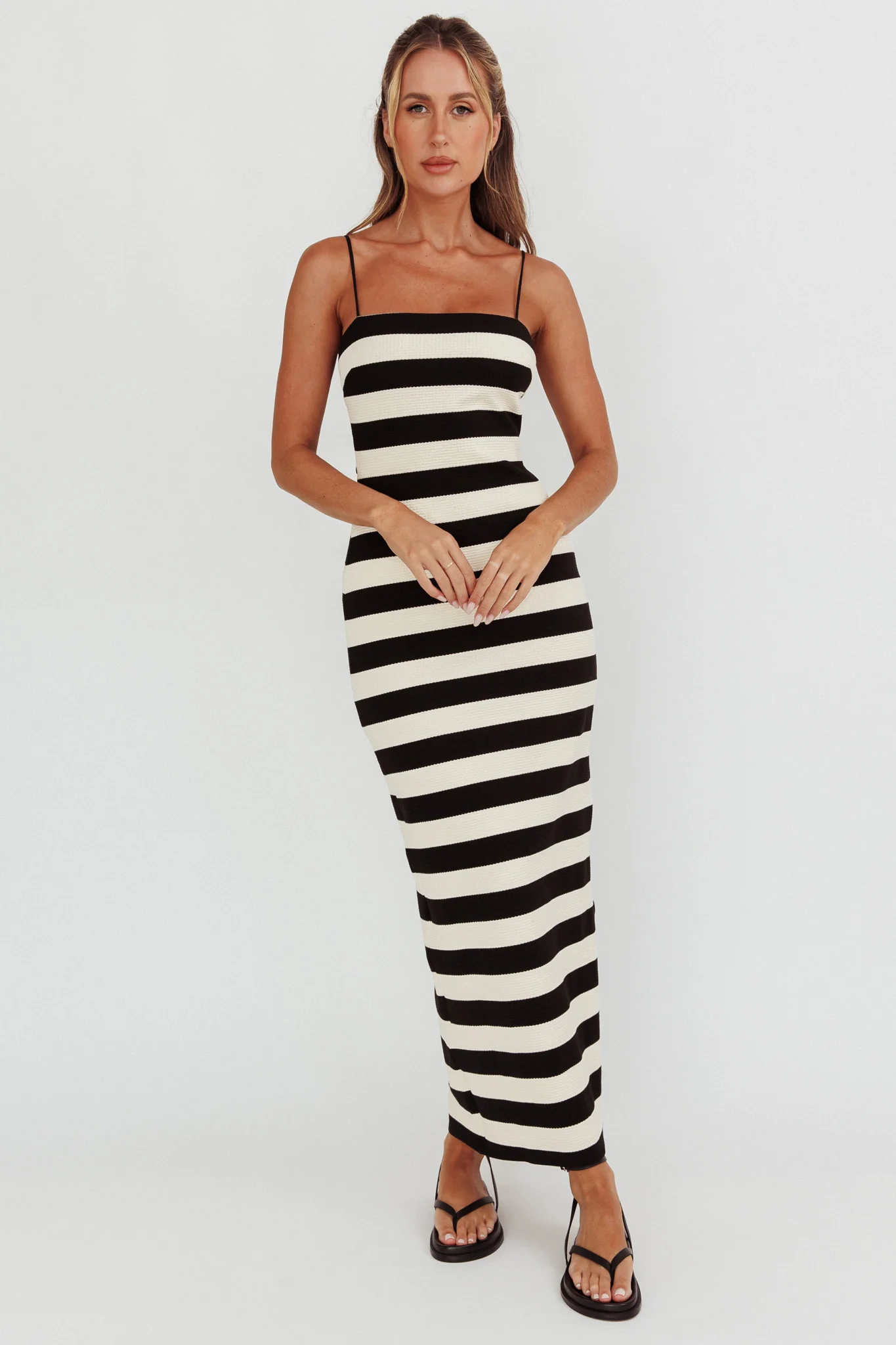Gracey Cami Strap Maxi Dress Stripe Black - Image 5