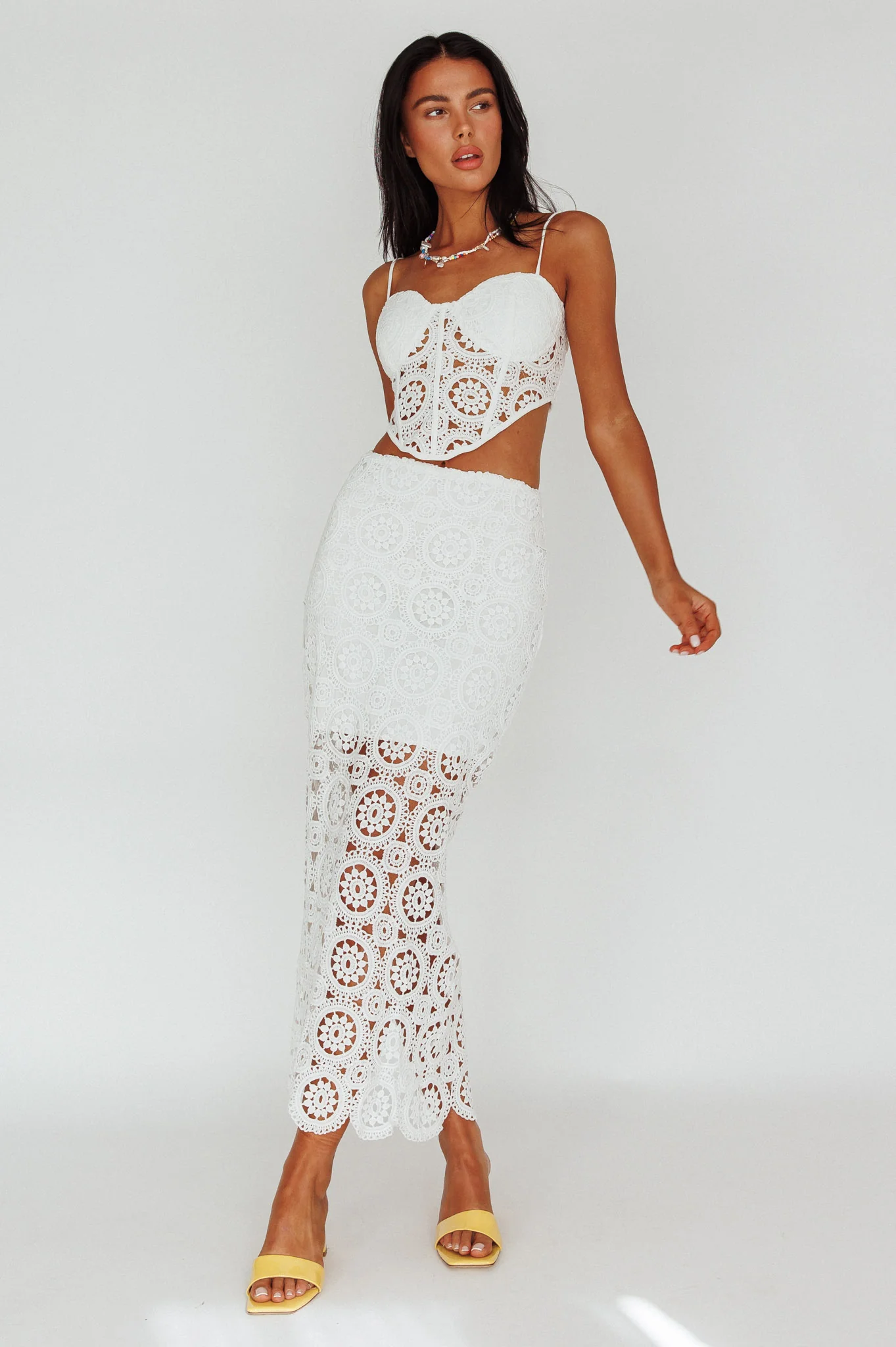 Granada Lace Corset Crop Top White - Image 3