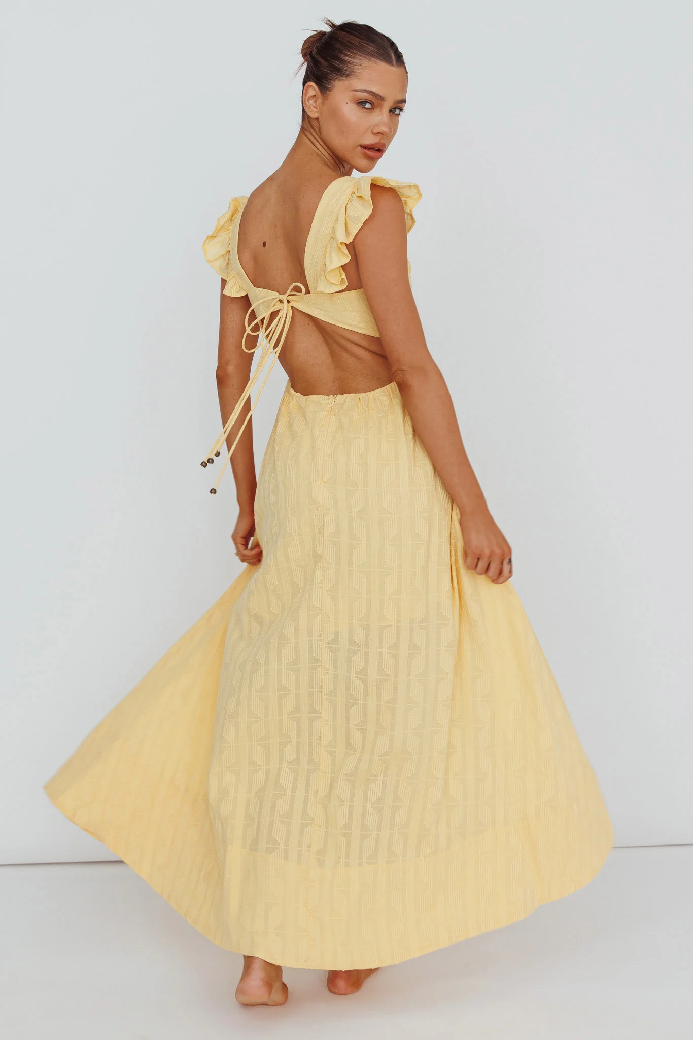 Greatest Hits Ruffle Strap Maxi Dress Yellow - Image 2