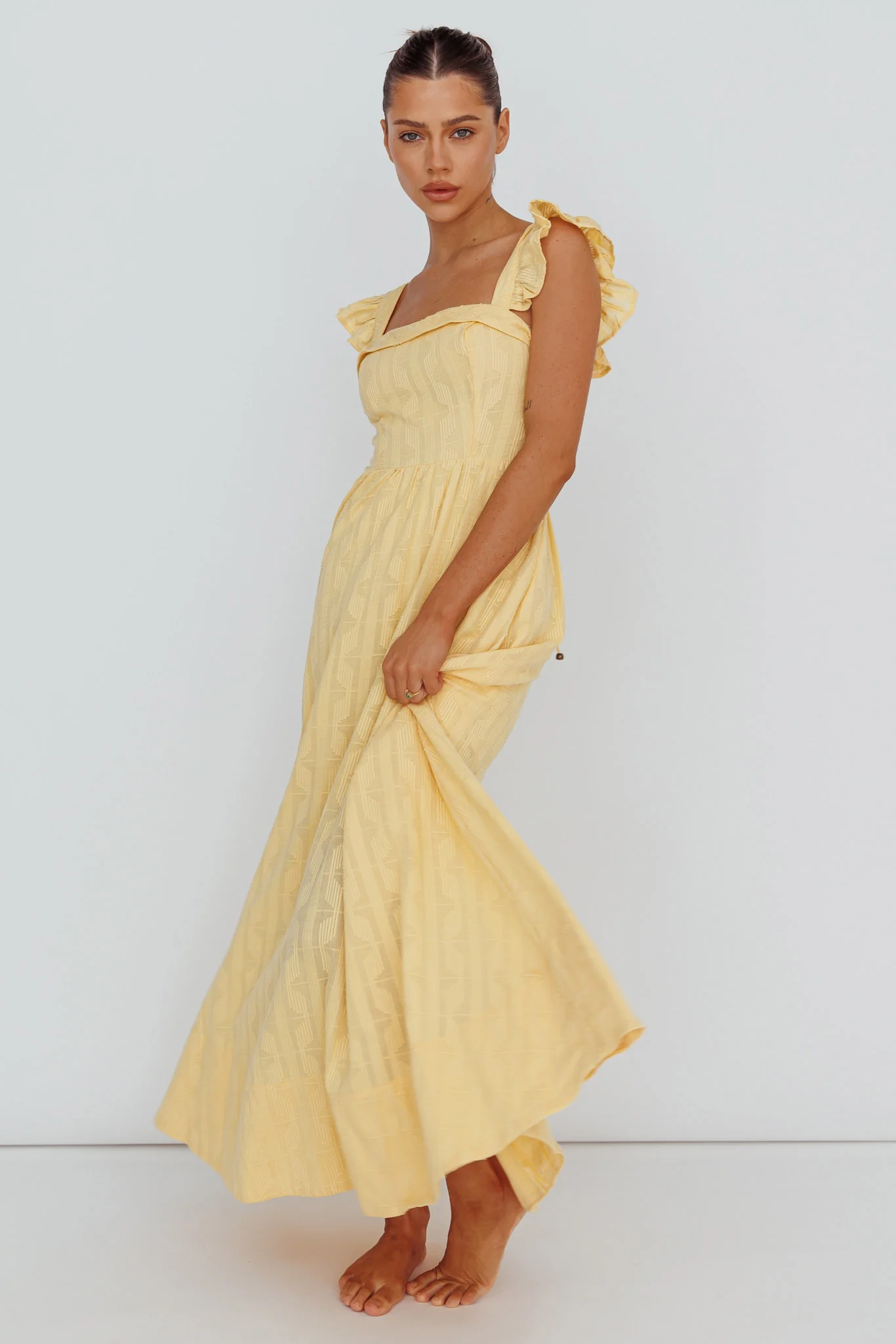 Greatest Hits Ruffle Strap Maxi Dress Yellow - Image 5
