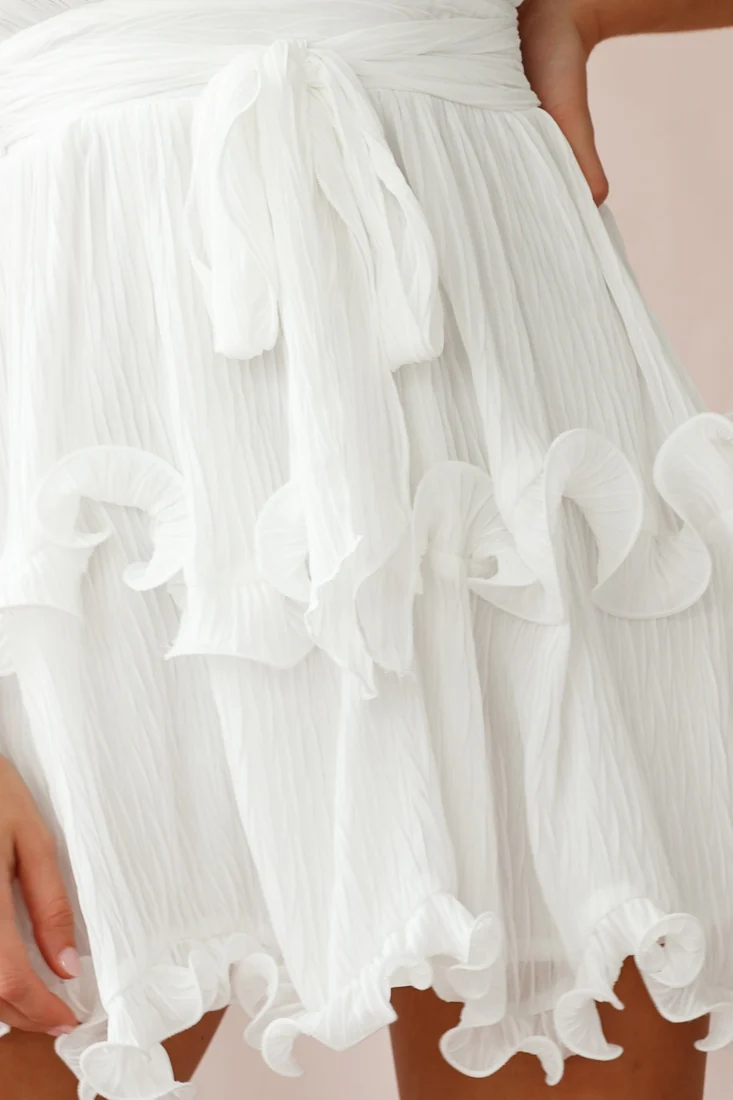 Greta Cami Strap Frill Chiffon Dress White - Image 4