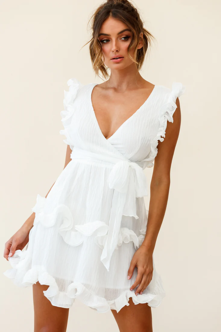 Greta Sleeveless Tiered Ruffle Chiffon Dress White - Image 6