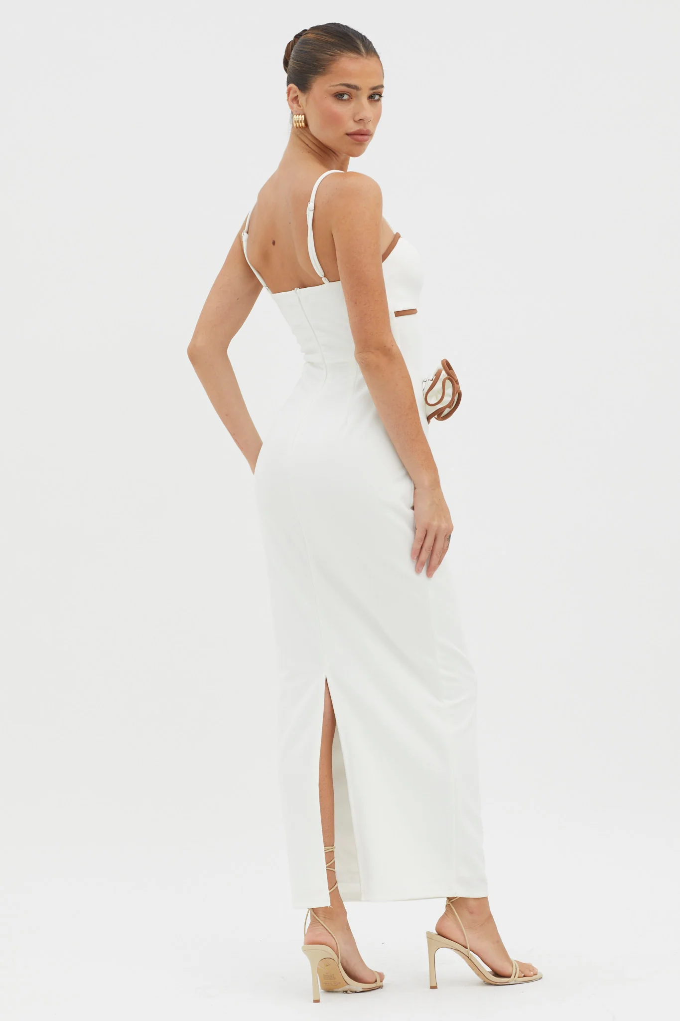 Griselda Flower Decoration Maxi Dress White - Image 2