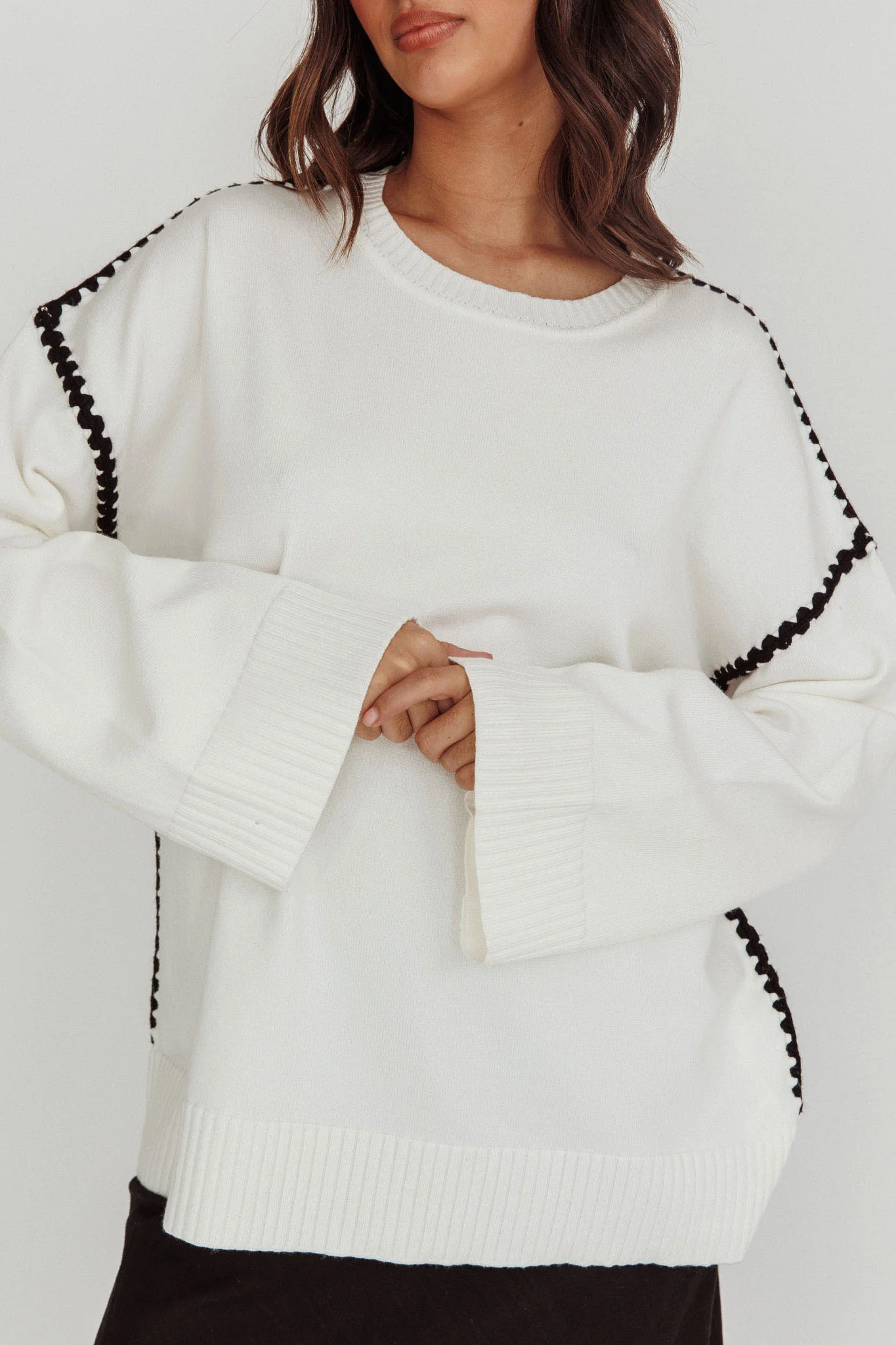 Guardian Contrast Knit Sweater Off White - Image 4