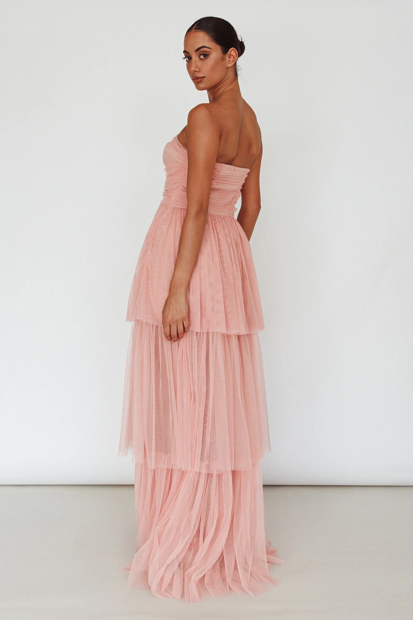 Haeven Tiered Strapless Maxi Dress Blush - Image 2