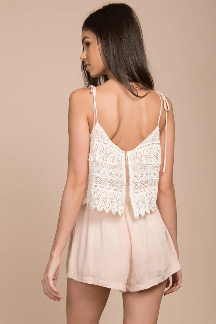 Hailee Crochet Romper Nude - Image 4