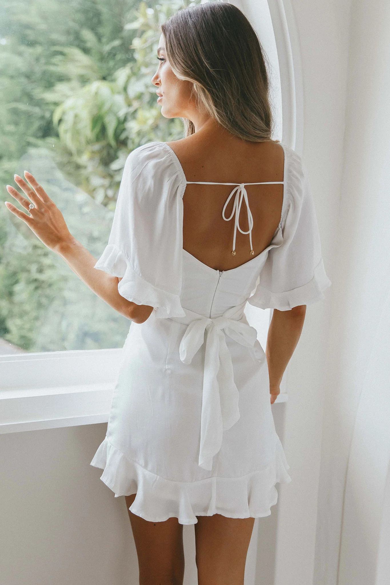 Hand In Mine Ruffle Hem Dress White - Image 2