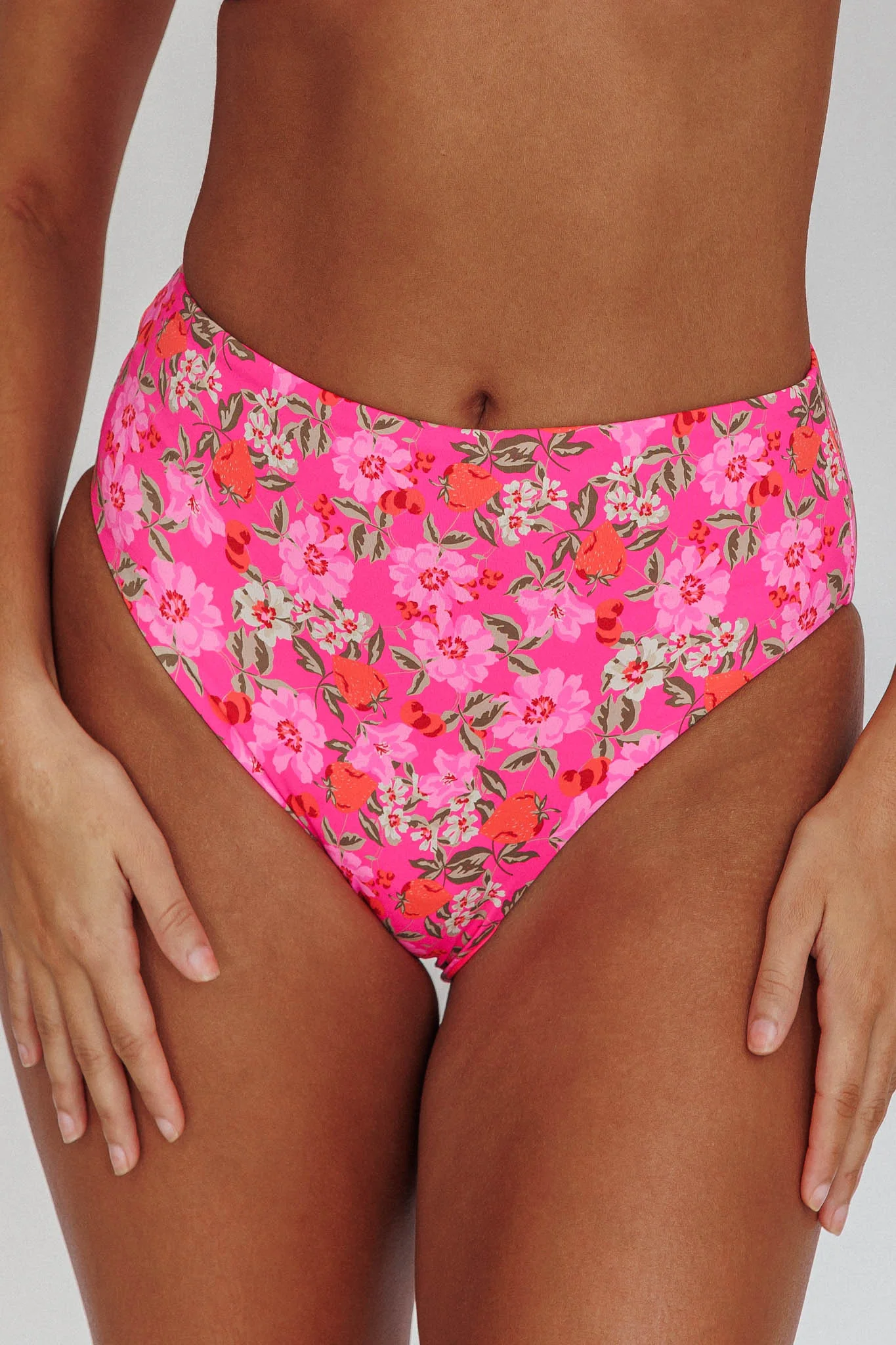 Harmonia High Waist Bikini Bottom Pink Floral - Image 5
