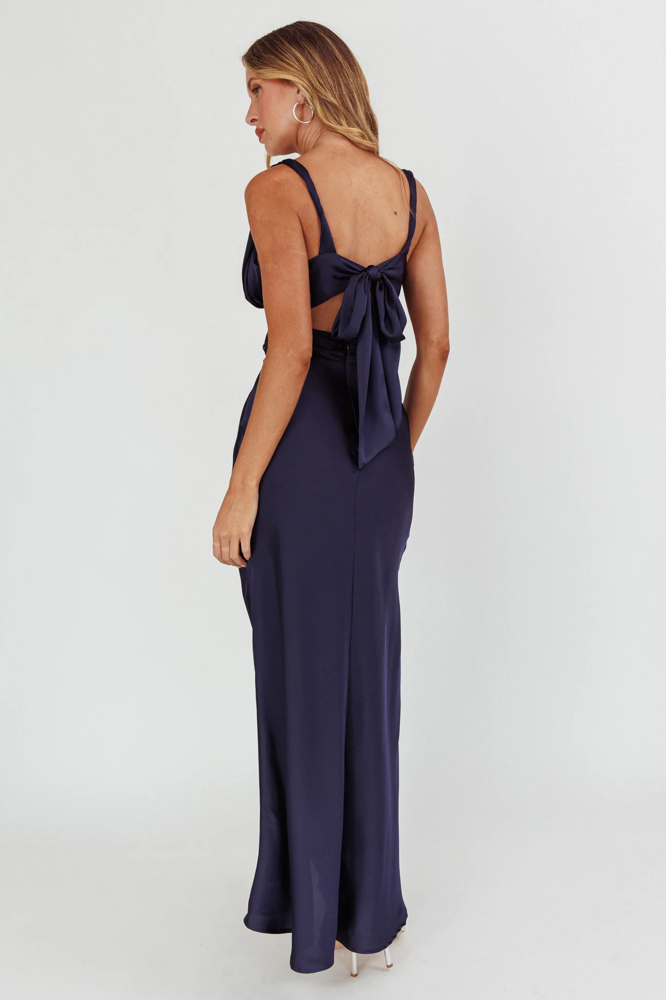 Harper Cut-Out Bow Back Maxi Dress Navy - Image 2