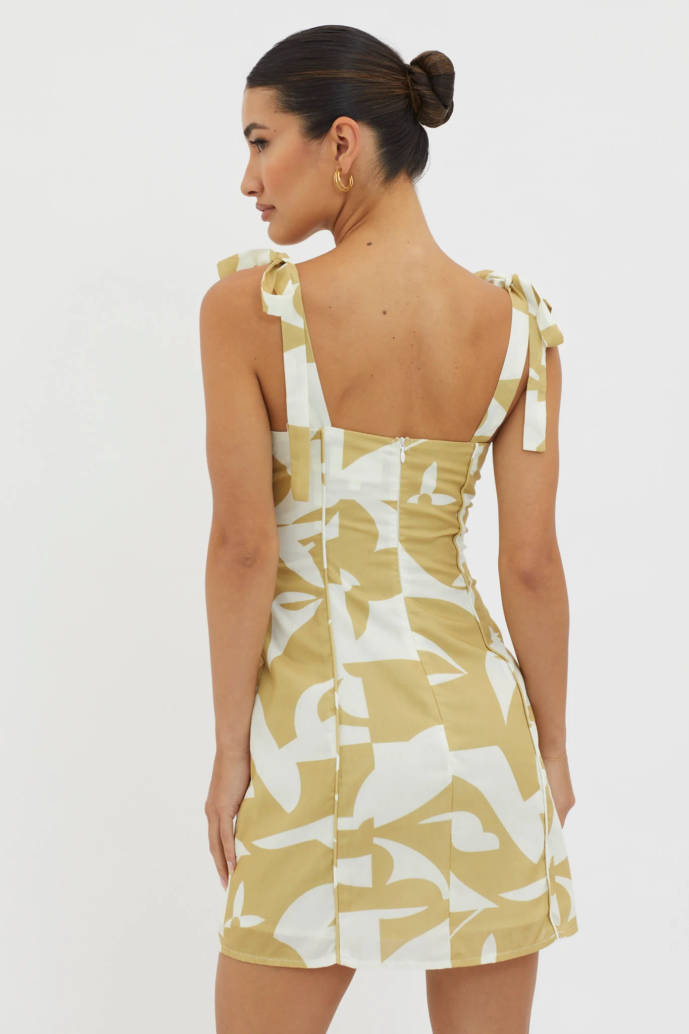Harrison Tied Shoulder Mini Dress Print Yellow - Image 2