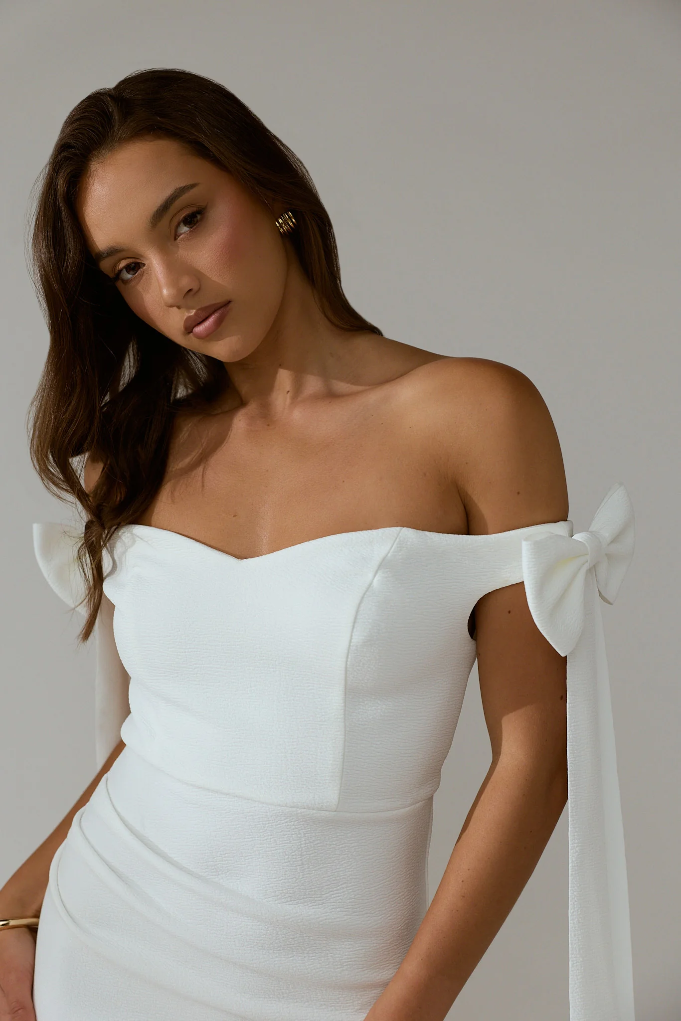 Have Faith Off-Shoulder Bow Sleeve Maxi Dress White - Image 3