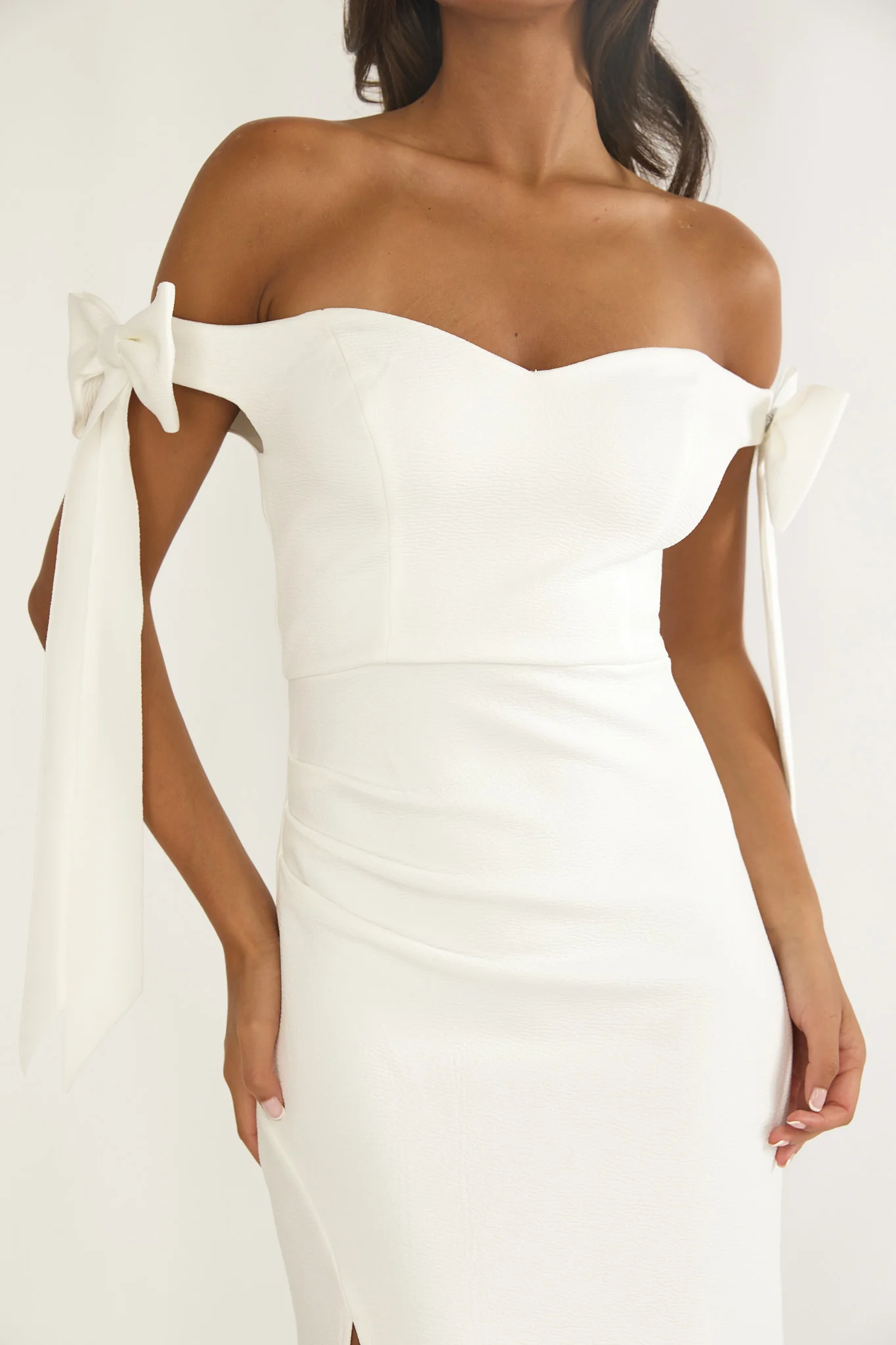 Have Faith Off-Shoulder Bow Sleeve Maxi Dress White - Image 6