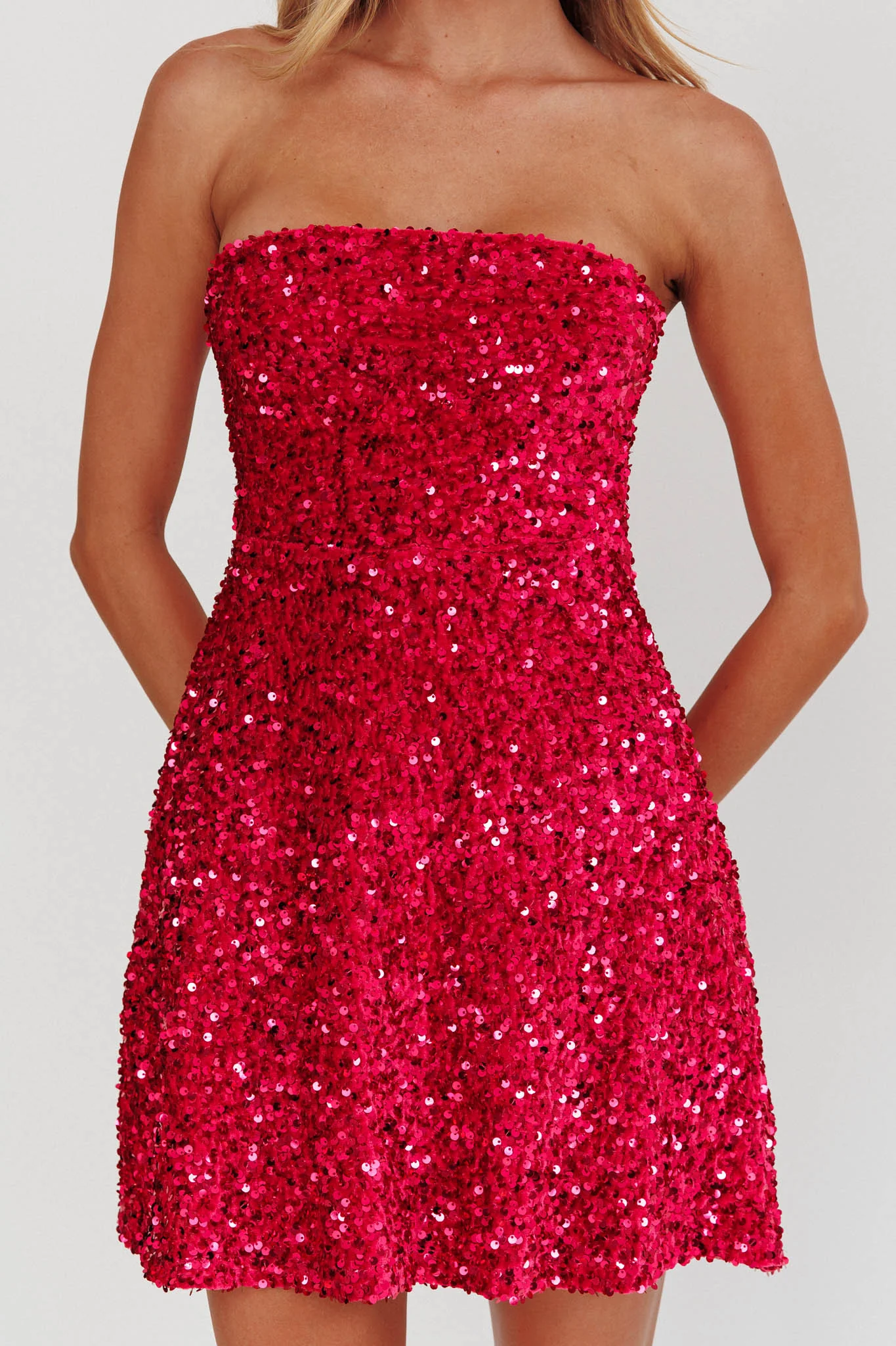 Heart To Heart Strapless Sequin Mini Dress Pink - Image 5