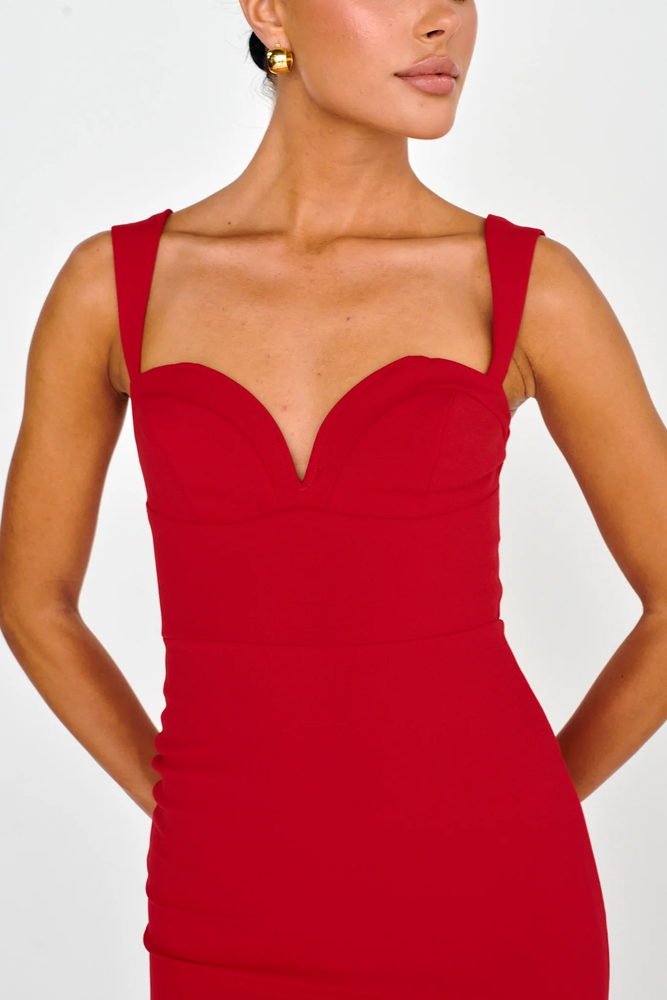 Hearts Flutter Sweetheart Neckline Dress Red - Image 3