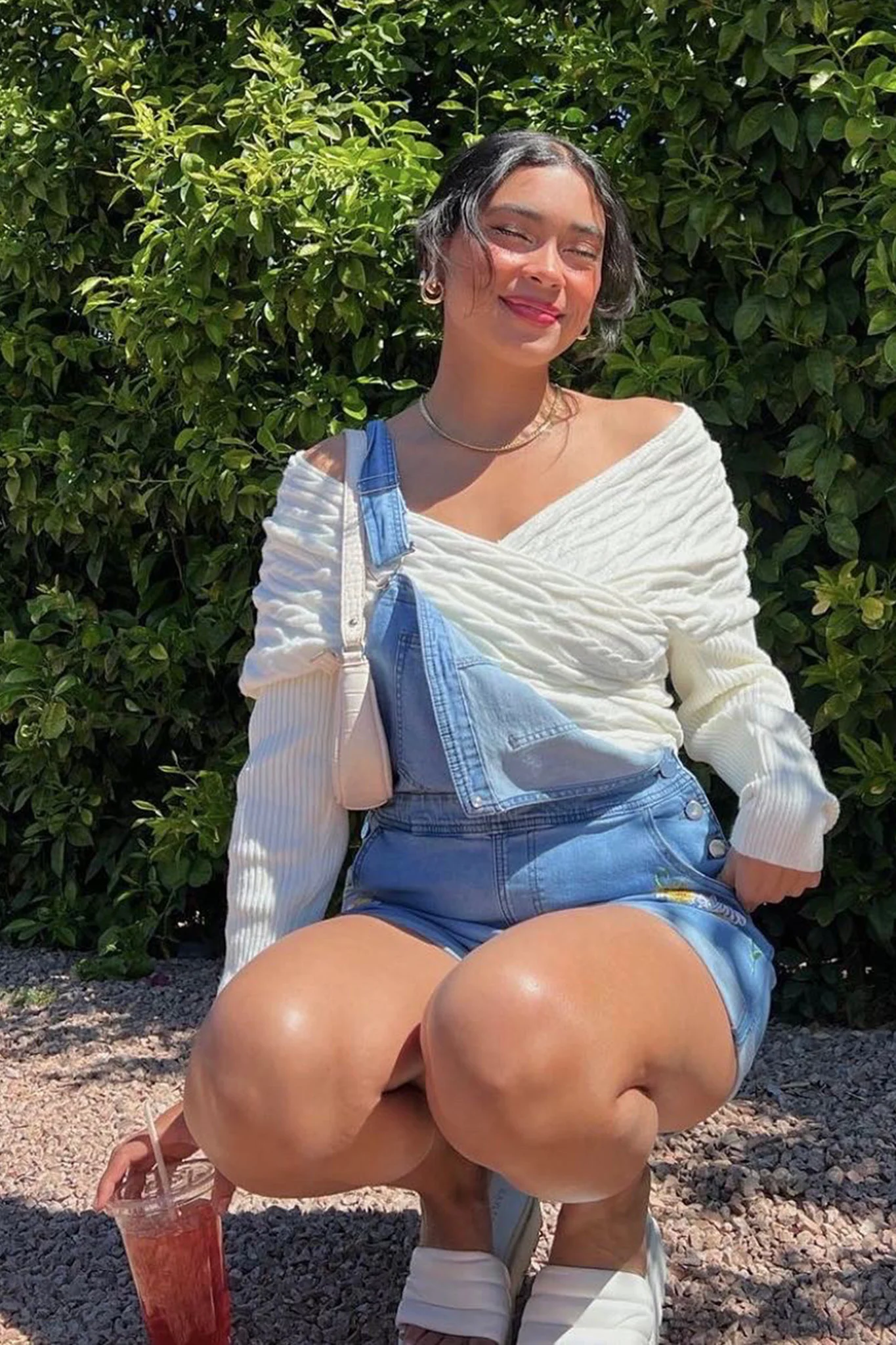 Heartstopper Off-Shoulder Wrap Knit Top Cream - Image 5
