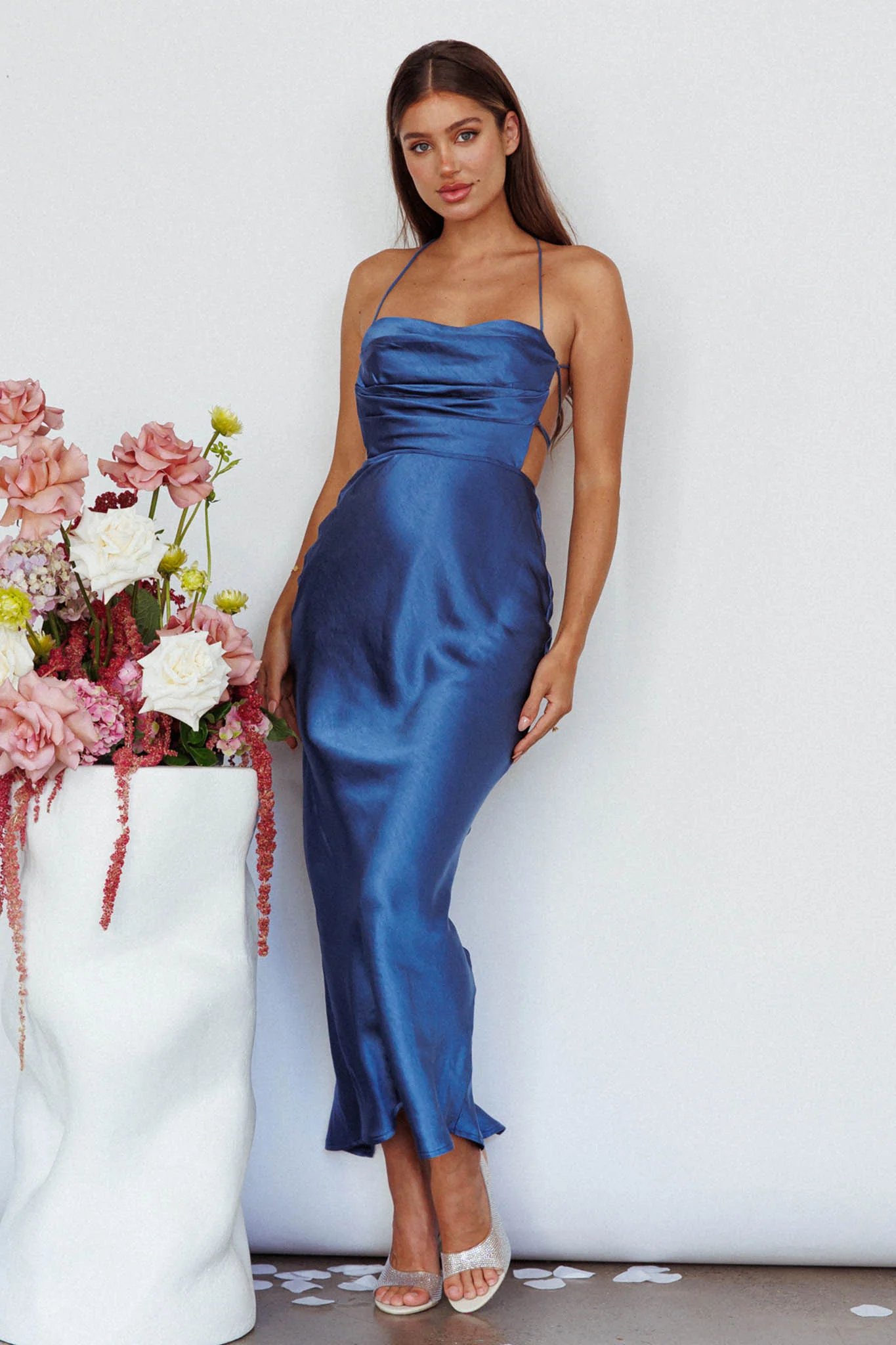 Heaven On Earth Lace-Up Back Maxi Dress Blue - Image 3