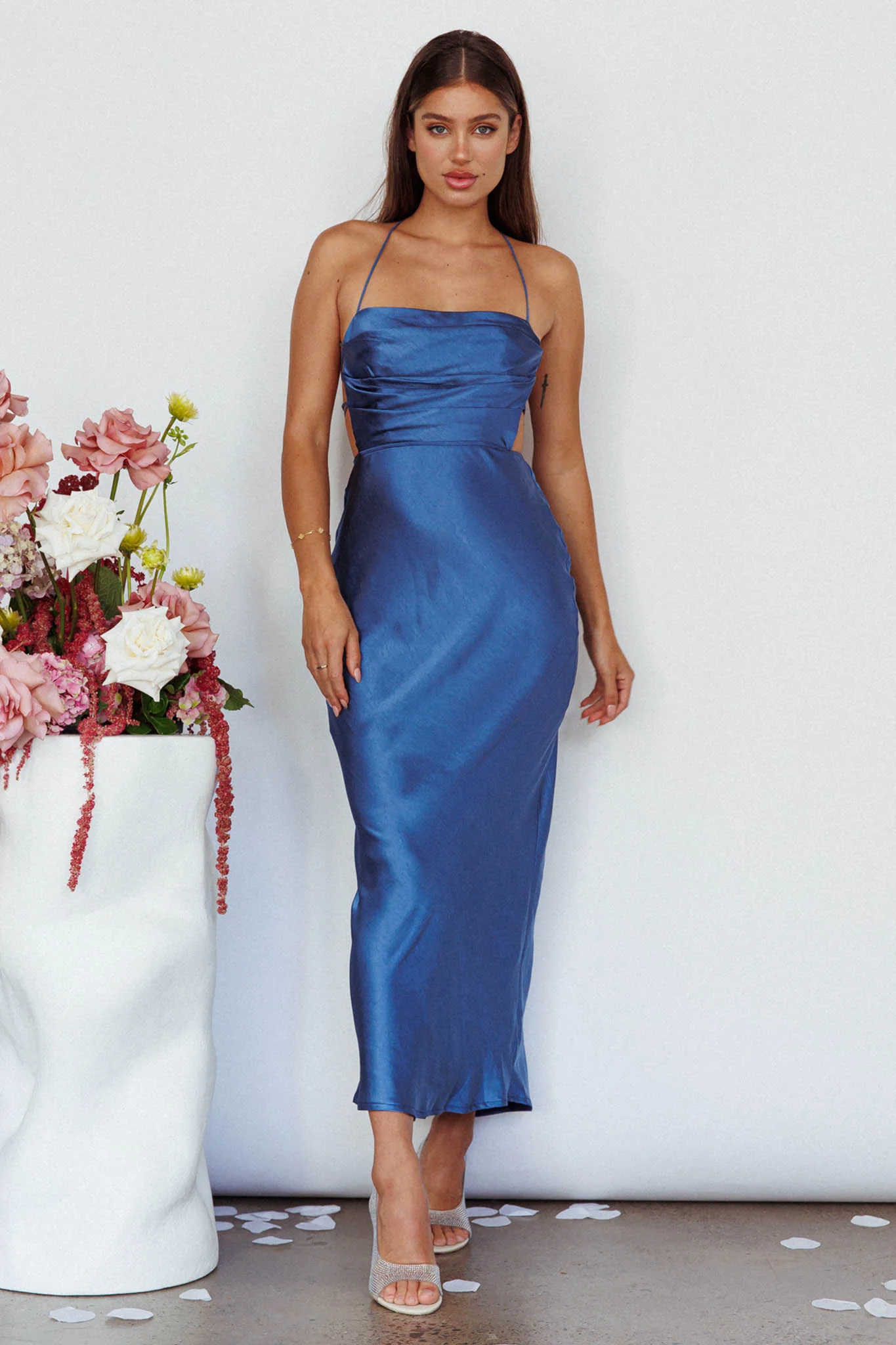 Heaven On Earth Lace-Up Back Maxi Dress Blue - Image 7
