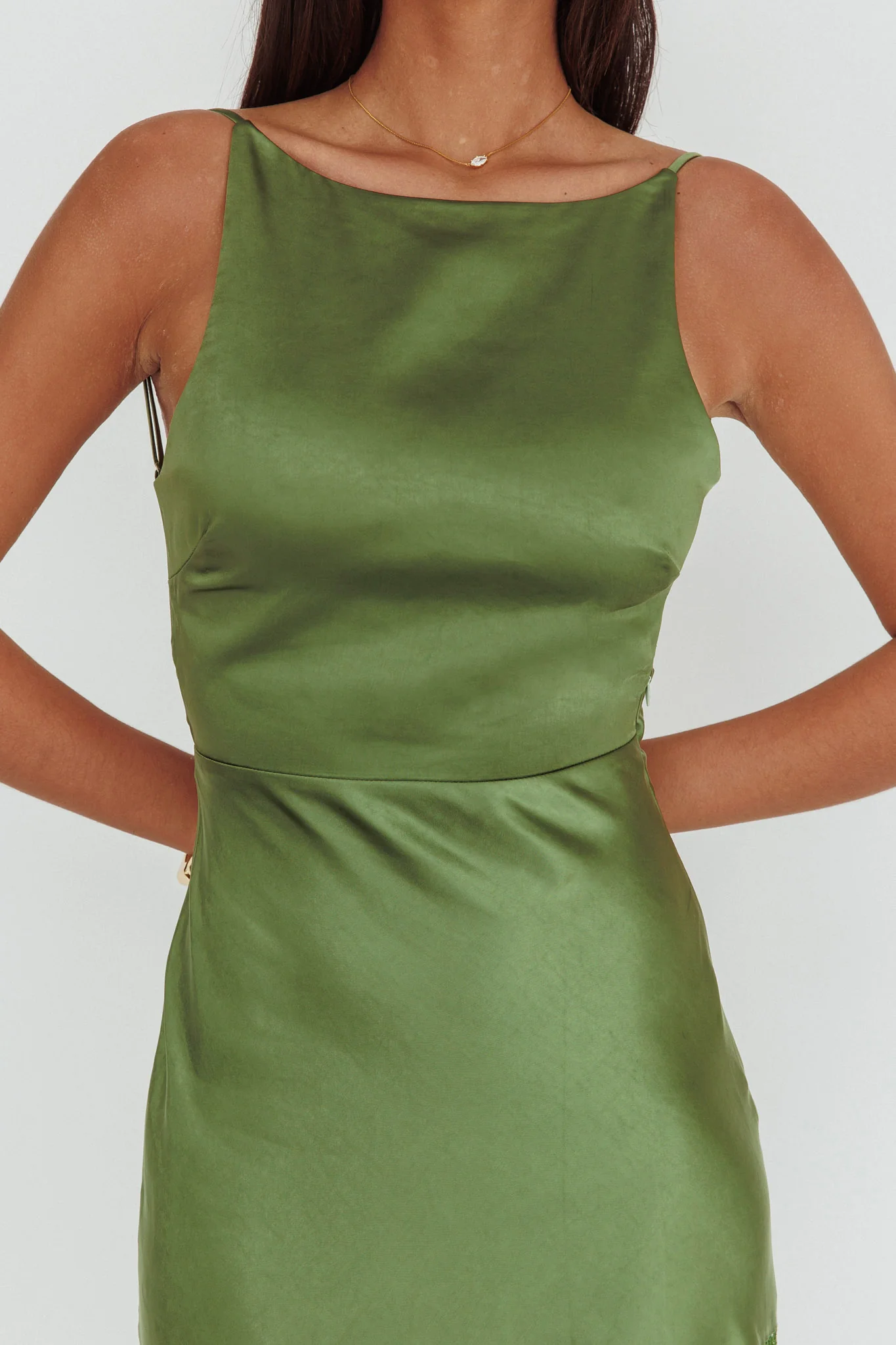 Helsi Low Back Lace Insert Maxi Dress Forest Green - Image 3