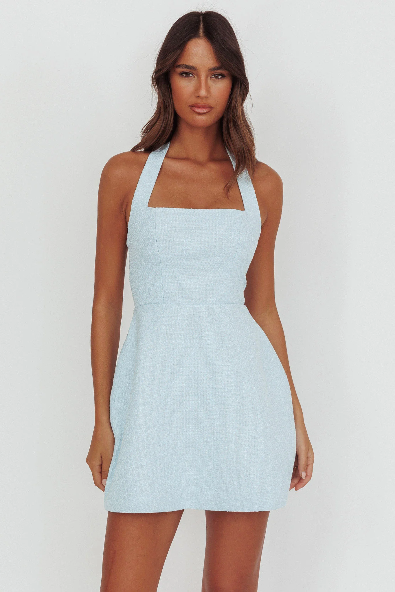 Hendrix Halterneck A-Line Mini Dress Blue - Image 5