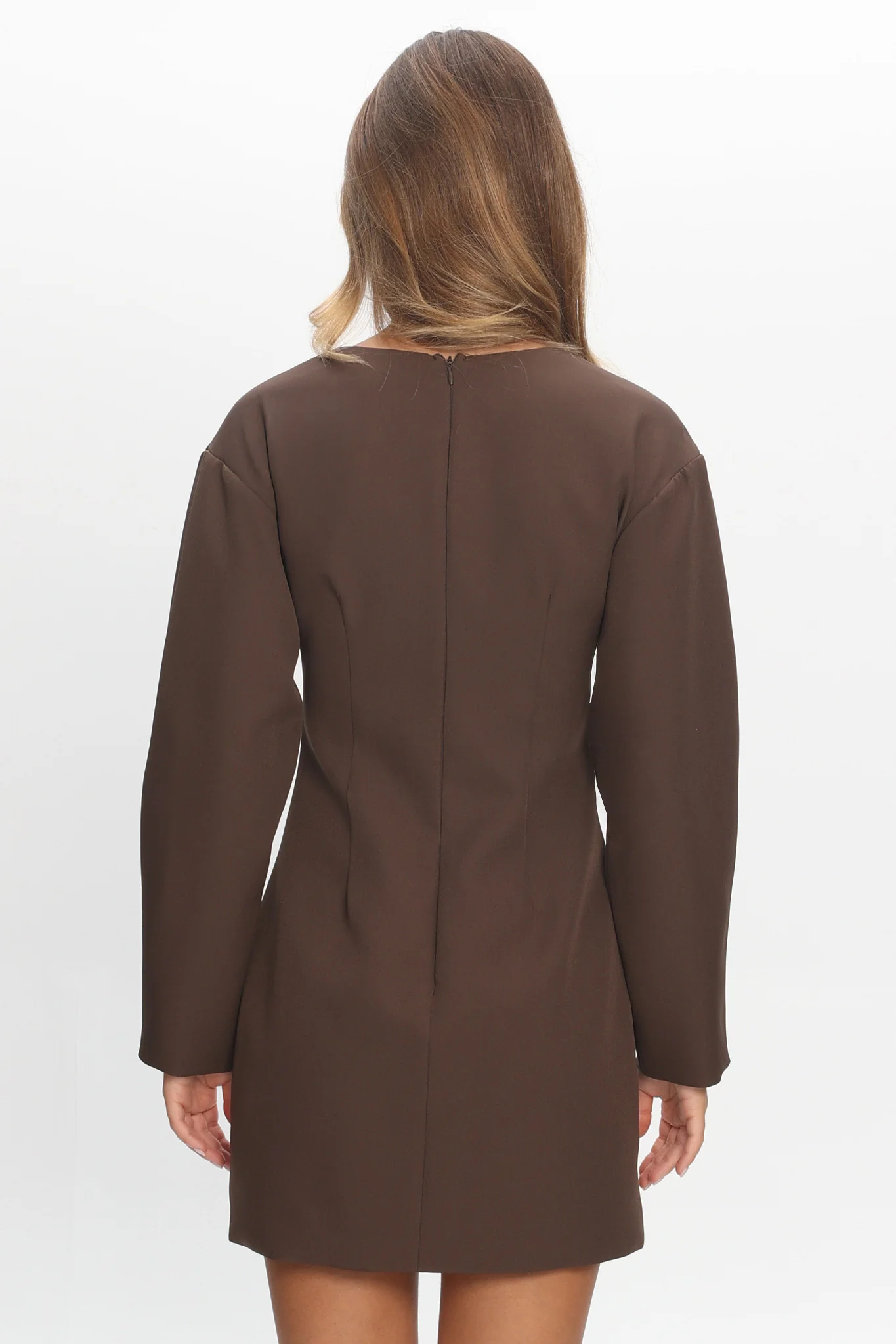 Hendrix Long Sleeve Mini Dress Chocolate - Image 2