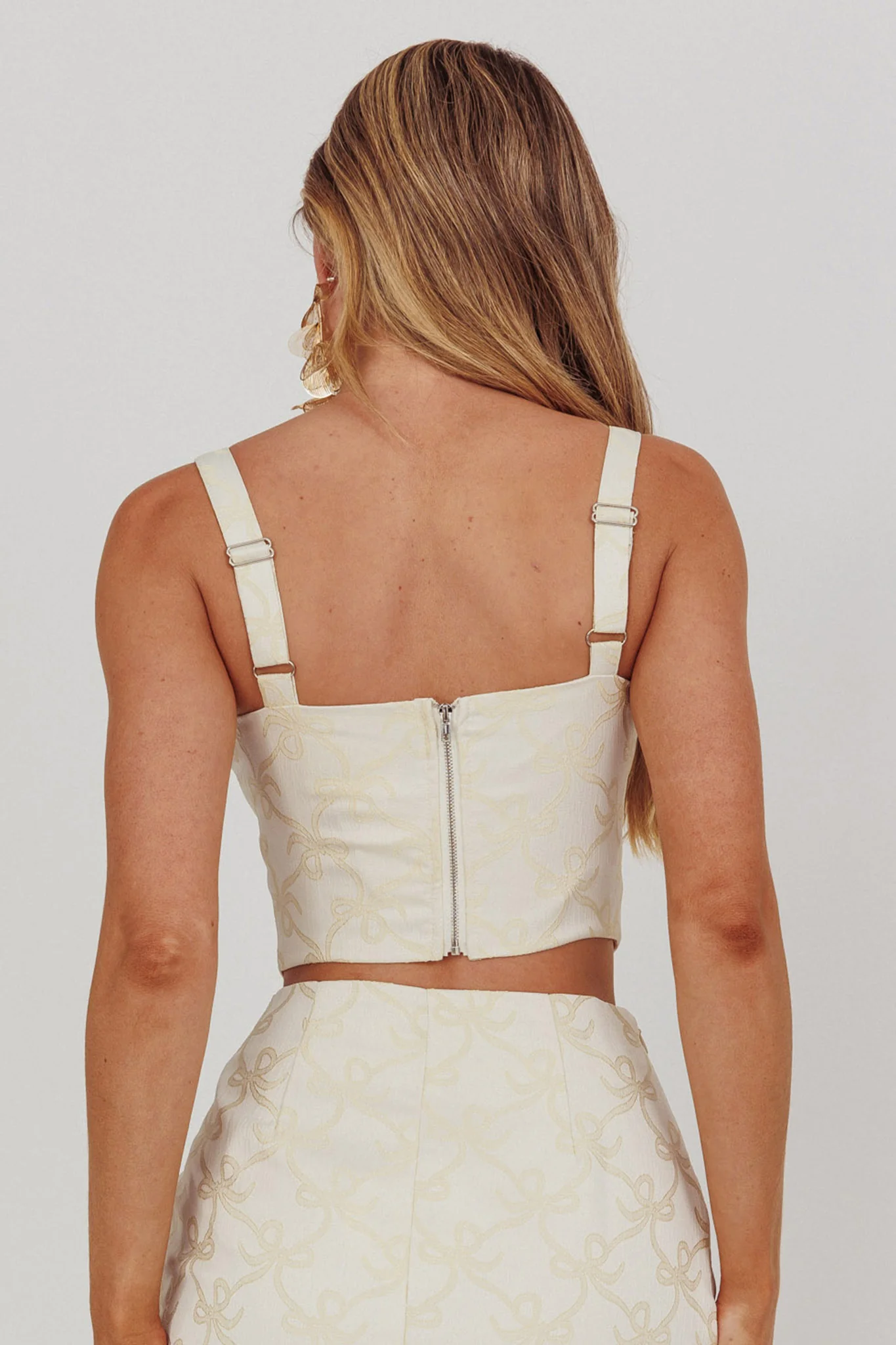 High Street Jacquard Corset Top Bow Butter - Image 2