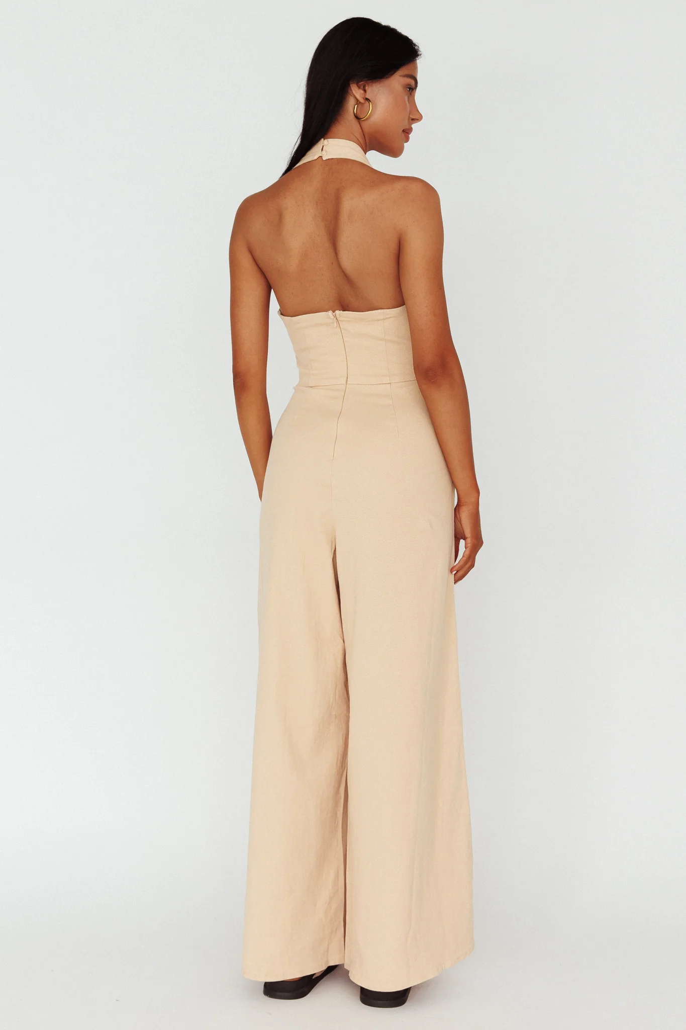 Hilaria Halterneck Jumpsuit Beige - Image 2