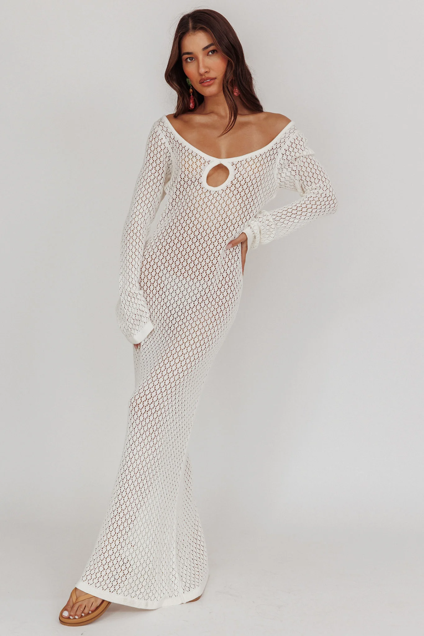 Hold My Heart Knit Maxi Dress Off White - Image 3