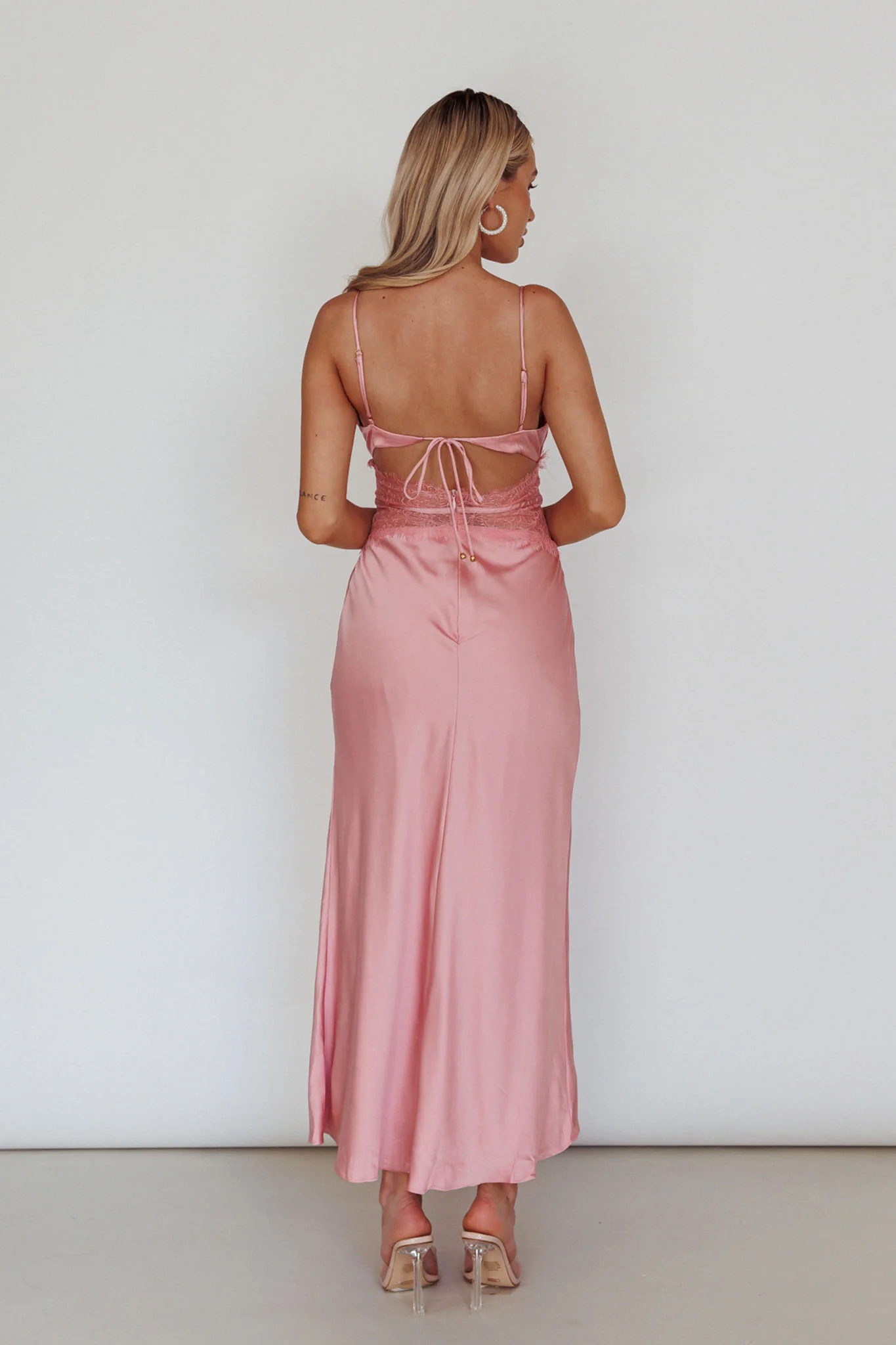 Honeybee Lace Trim Maxi Dress Blush - Image 2